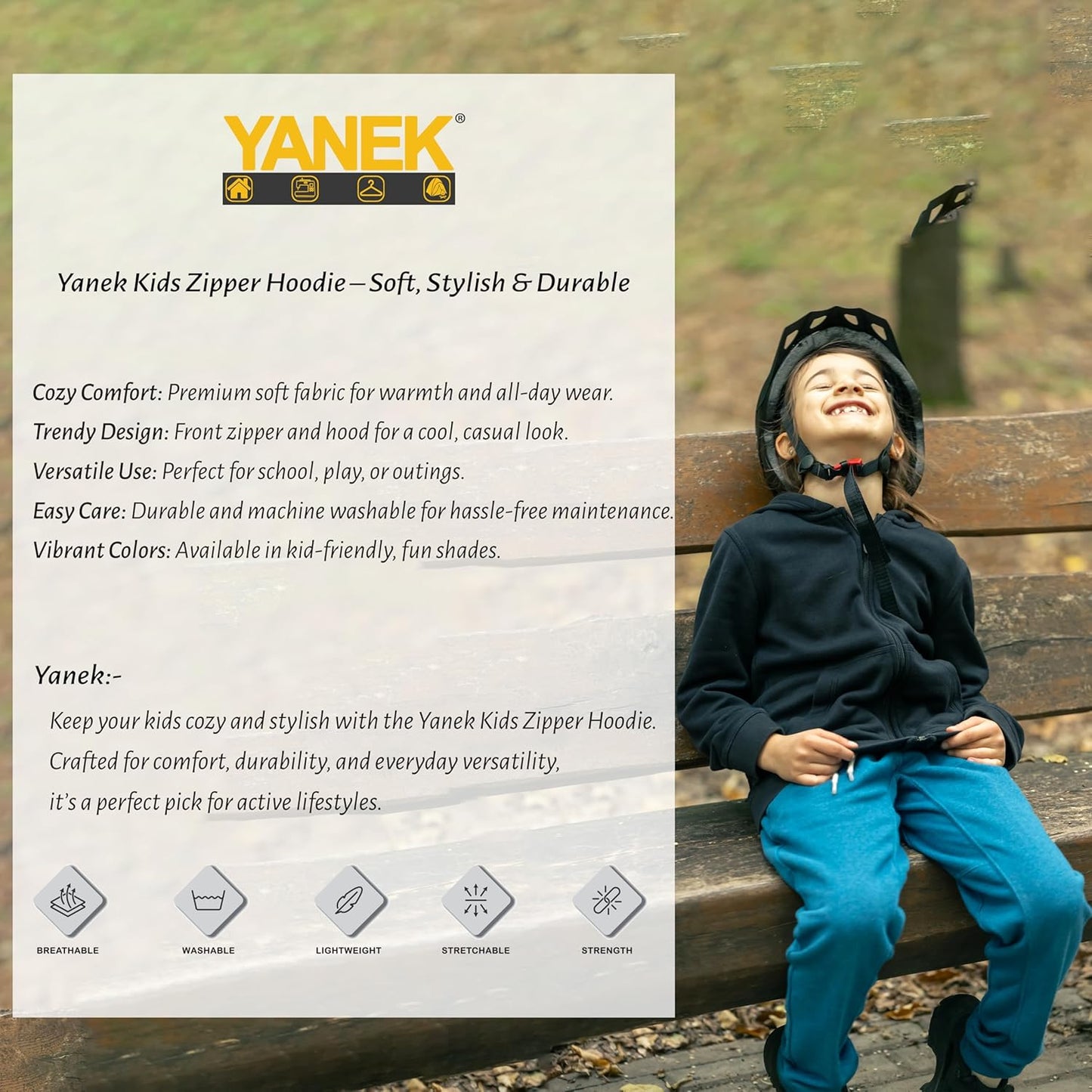 Yanek 300GSM Kids Zip-Up Hoodie Stylish Comfort with a Touch of Class Unisex Fleece Zipper Jacket A Perfect Blend of Fashion,Durable for Boys & Girls