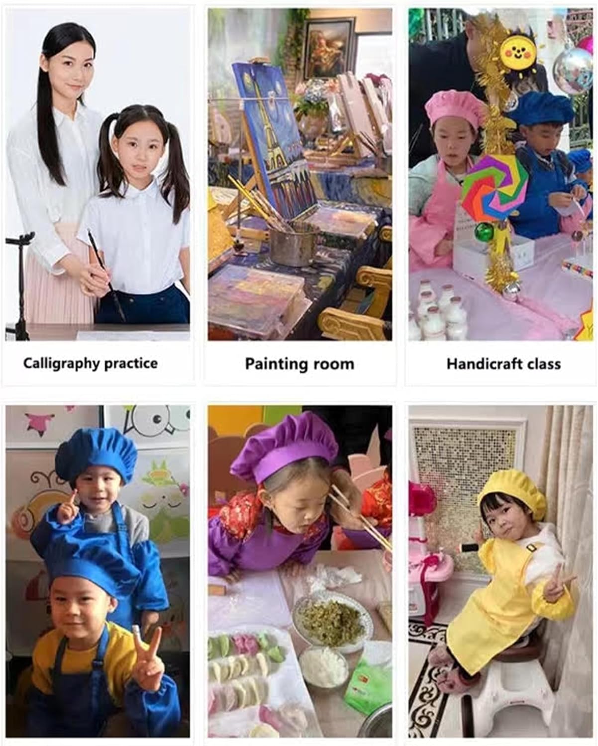 YANEK Kids Apron and Chef Hat Cooking Set, Adjustable Children Kitchen Chef Apron with 2 Pocket & Chef hat | Chef costume for kids, kids apron for painting set, Baking, Cooking (5-12 years)