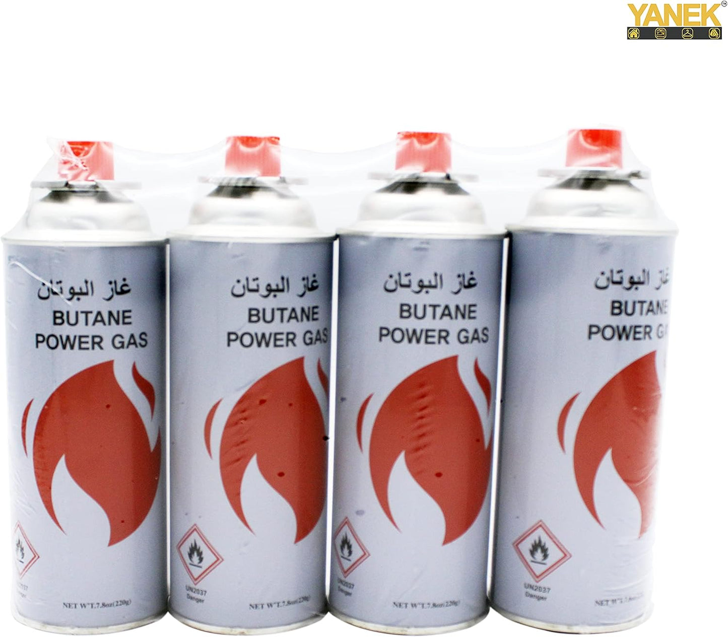 YANEK Portable Stove Gas – Butane & Propane Fuel Canister (220g) | For Camping Stoves & BBQ | Wholesale BBQ Grills & Fuel UAE.