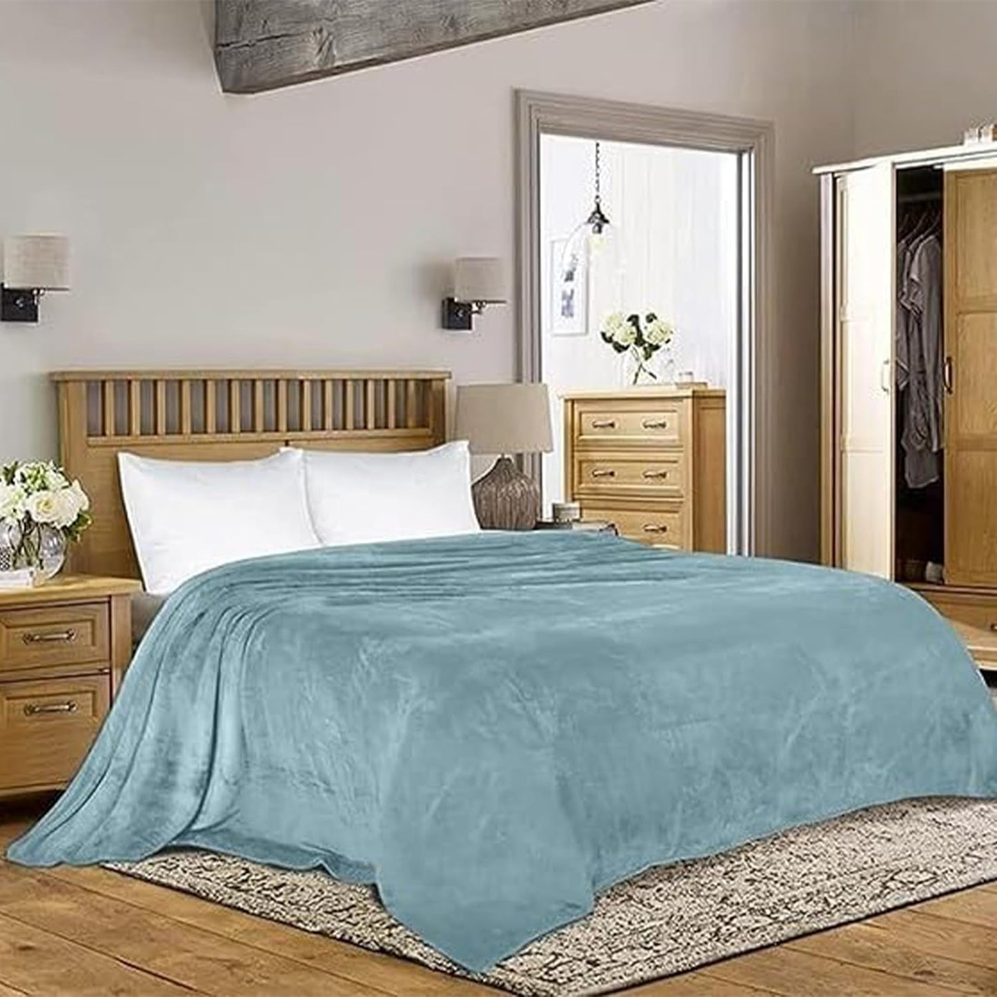 Yanek Polyester Micromink Summer Ac/Mild Winter/Heavy Winter Sherpa Blanket Super Soft Flannel Solid/Plain (200 x 220, Mix Color).