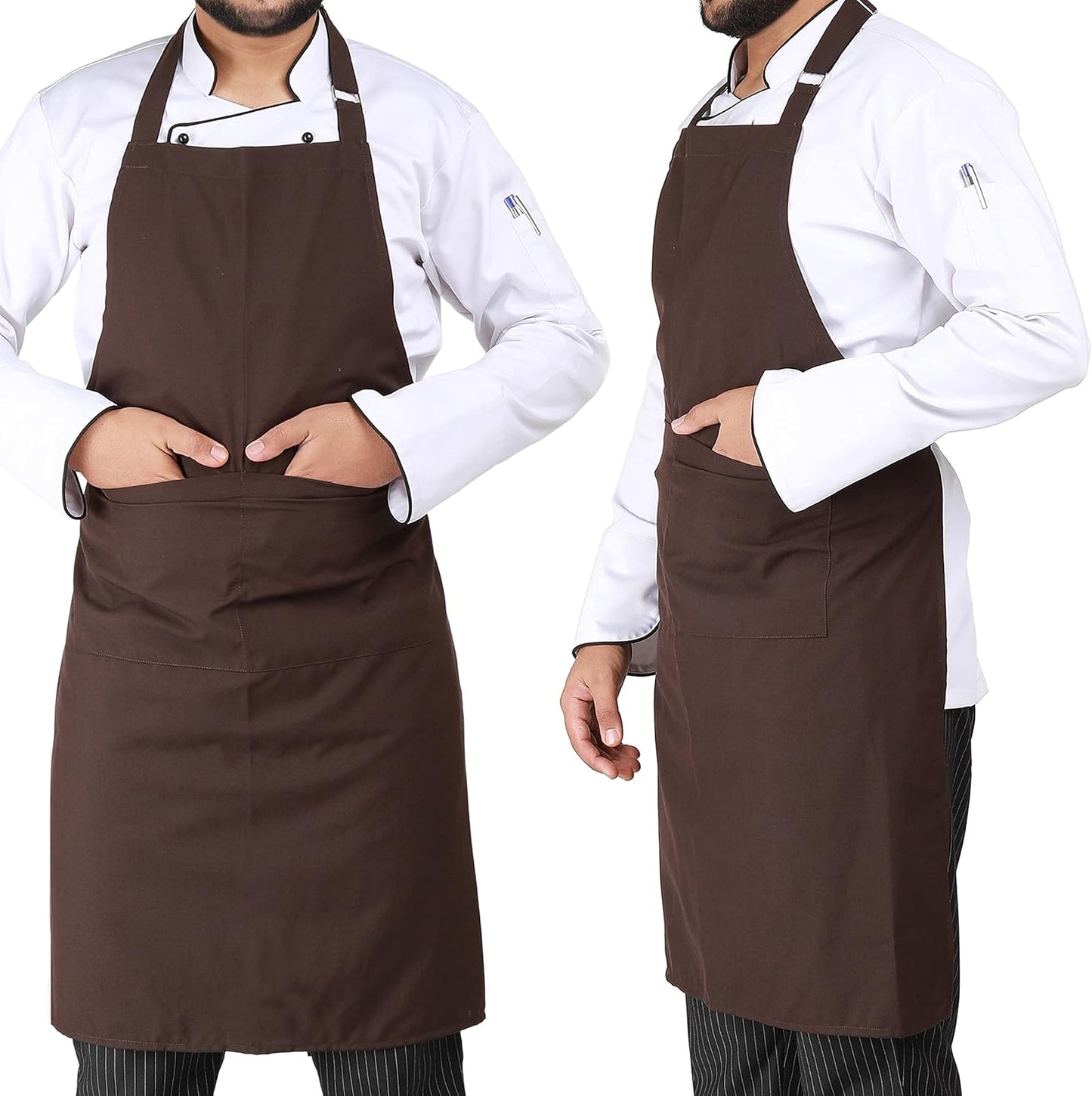 YANEK Kitchen Apron | Unisex Chef Kitchen Adjustable Bib Apron with Pockets | For Home, Restaurant, Cafe