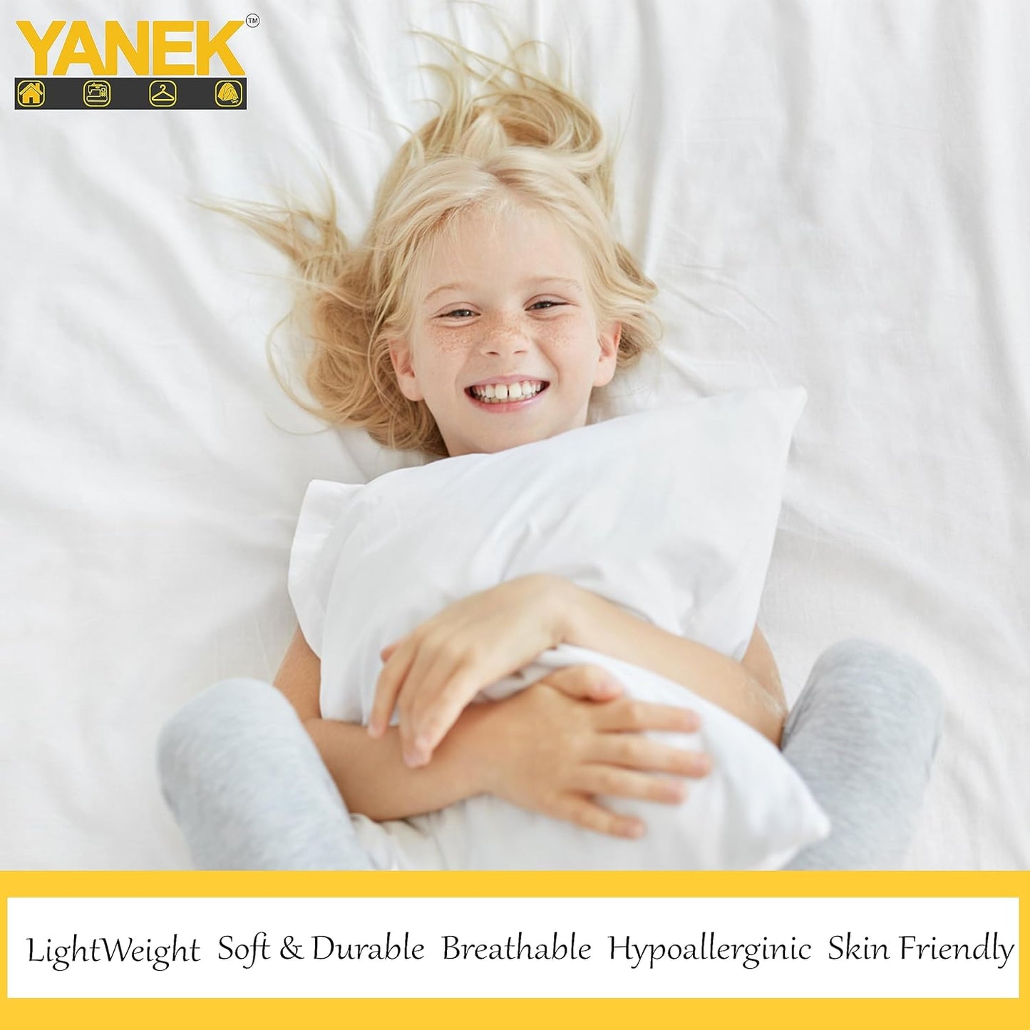 YANEK Ultra Soft Breathable Down Alternative Pillows Princess Press Bed Pillow Super Soft Microfiber Filling Soft & Comfortable, For Neck and Shoulder Support (1, 50cm x 70cm 500g)