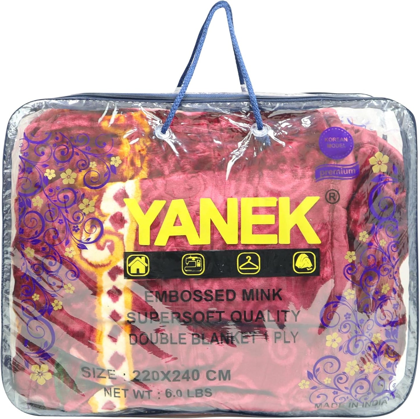 Yanek King Size Mink Fleece Blanket - Single Bed 160 x 220 cm |Ultra Soft & Silky| Multicolour| Printed Design| Perfect for Autumn Winter Bed Home & Gifts| Ideal for Workers Staff & Comfort (2 Kg).