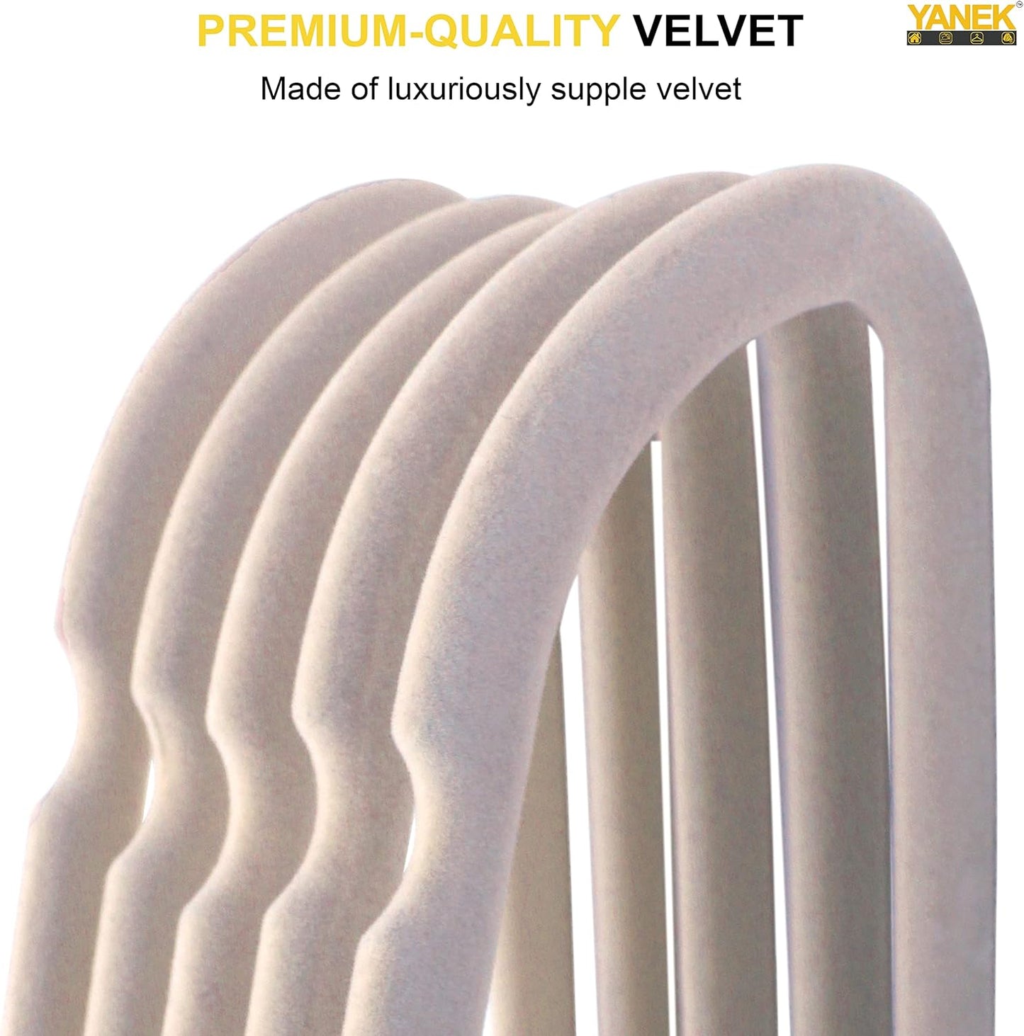 YANEK Non-Slip Velvet Hangers | Ultra Thin | Heavy Duty | 360° Rotating Hook | For Suit, Dress, Shirts (White, 50)