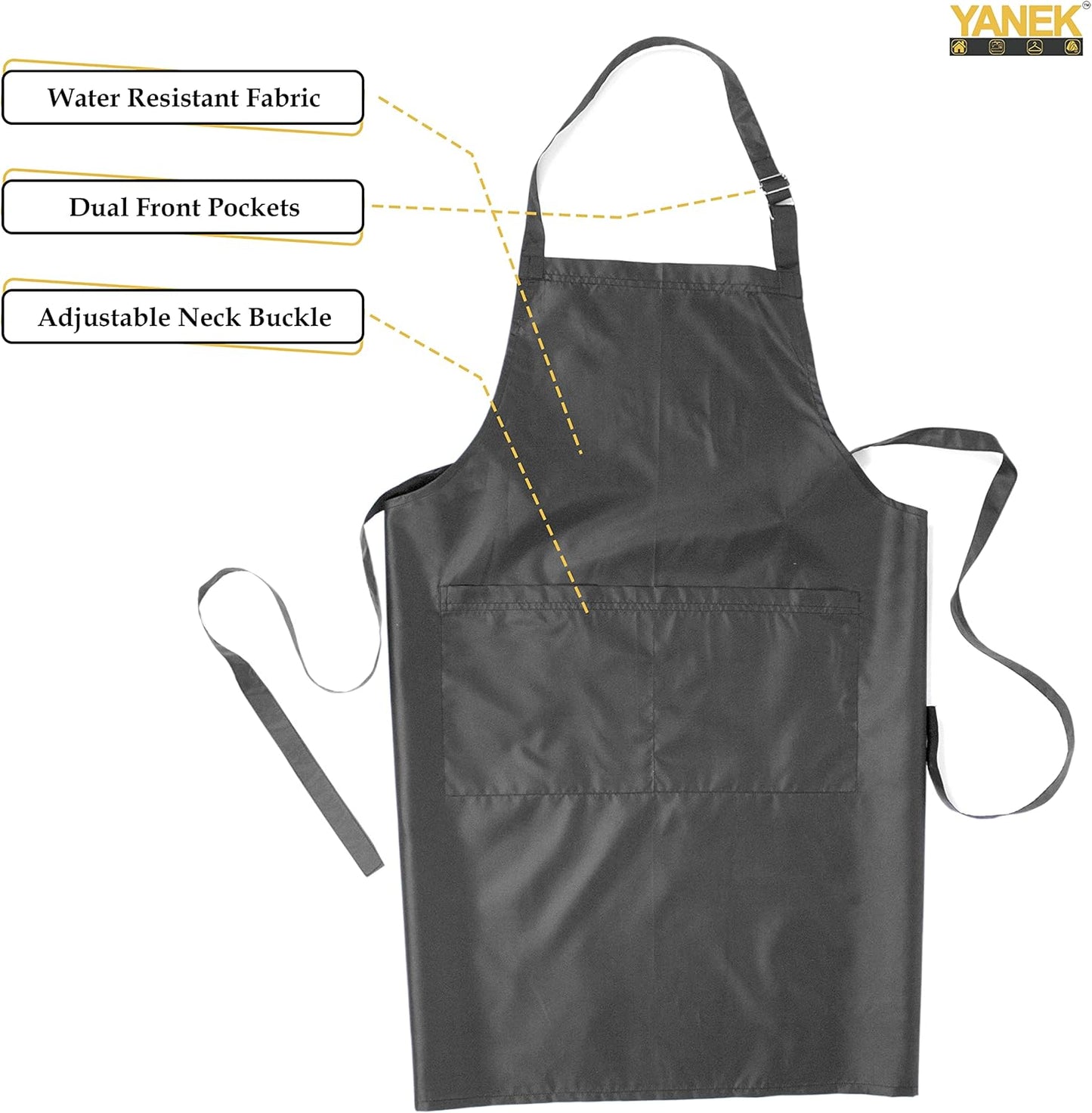 YANEK Waterproof Kitchen Apron – Unisex Adjustable Apron with 2 Pockets | Waterproof & Durable for Restaurant, Café, Workshop | Wholesale Kitchen Uniforms UAE.