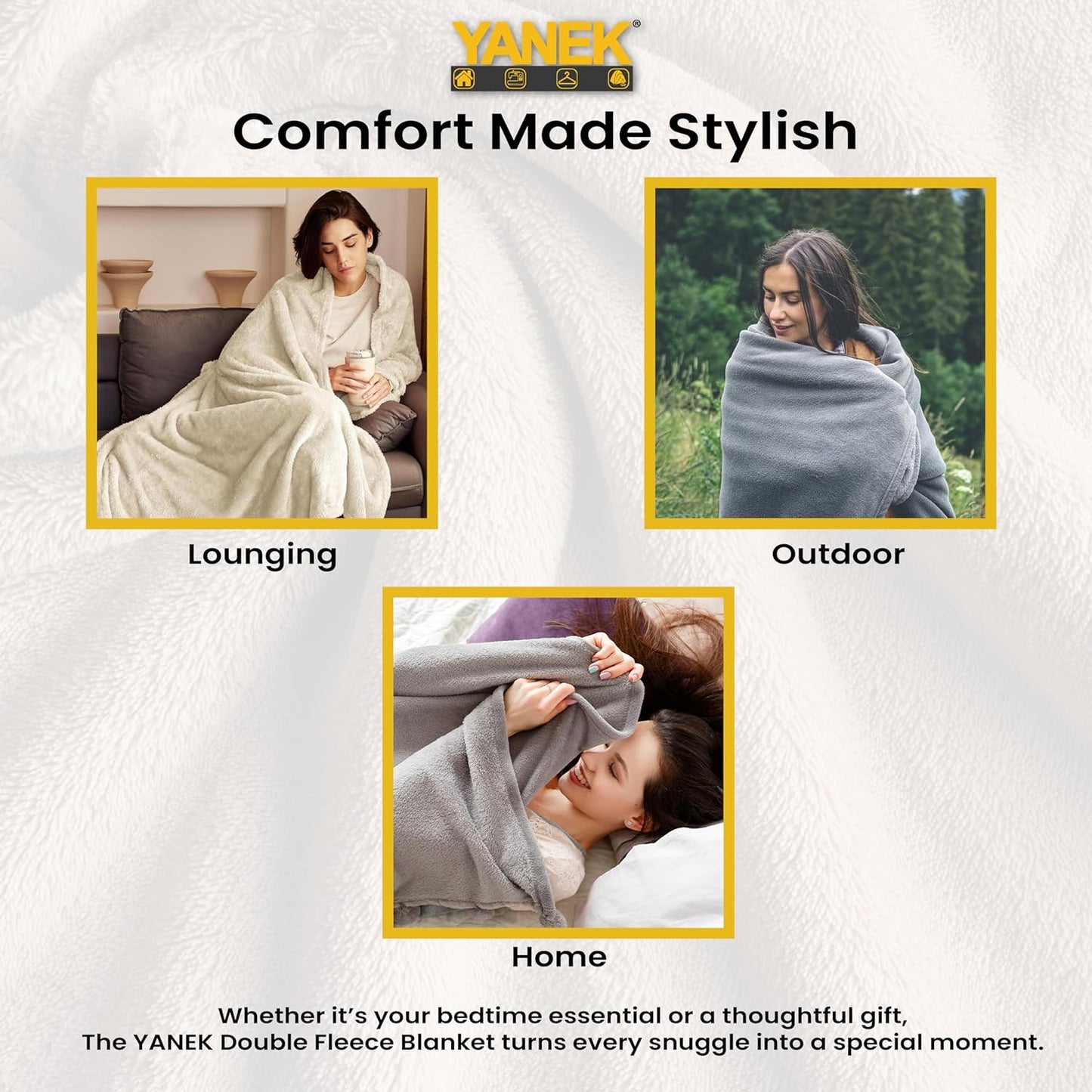 Yanek Ultra-Soft Double Micro Fleece Flannel Blanket – 260 GSM Premium Quality, Super Plush, Warm & Cozy All-Season Throw Blanket for Bed or Couch,Generous Size 200 x 220 cm (BROWN)