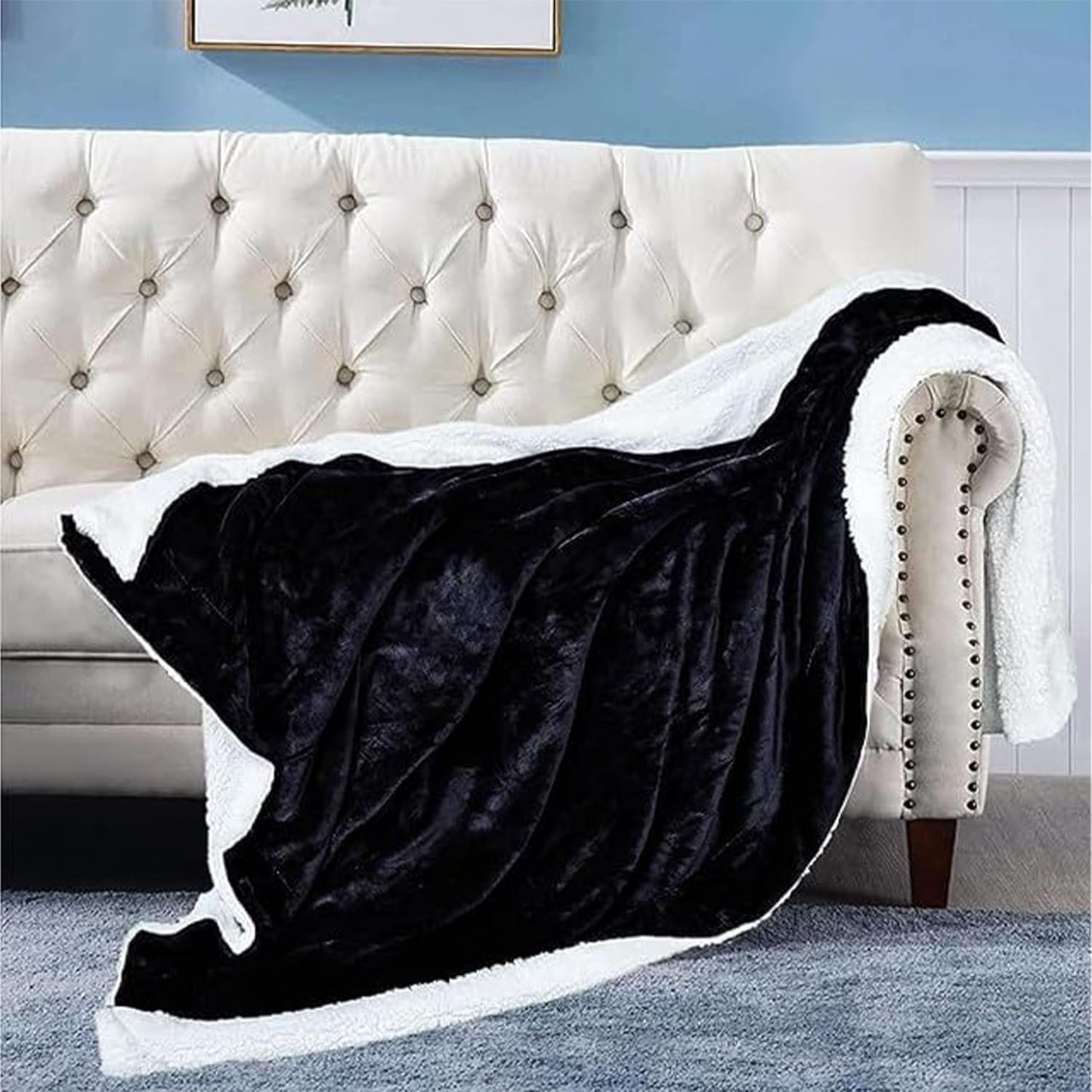 Yanek Polyester Micromink Summer Ac/Mild Winter/Heavy Winter Sherpa Blanket Super Soft Flannel Solid/Plain (200 x 220, Mix Color).