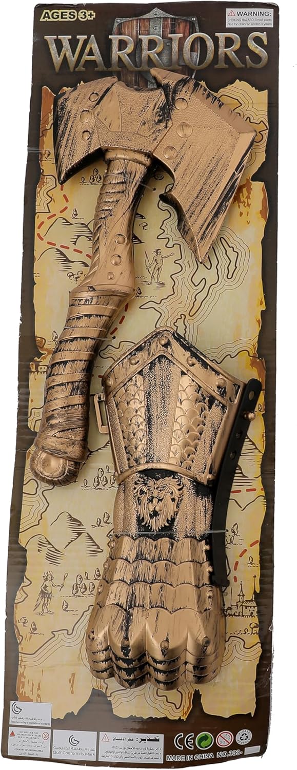 Yanek Halloween Warrior Axe and Glove Set, Gold/Silver