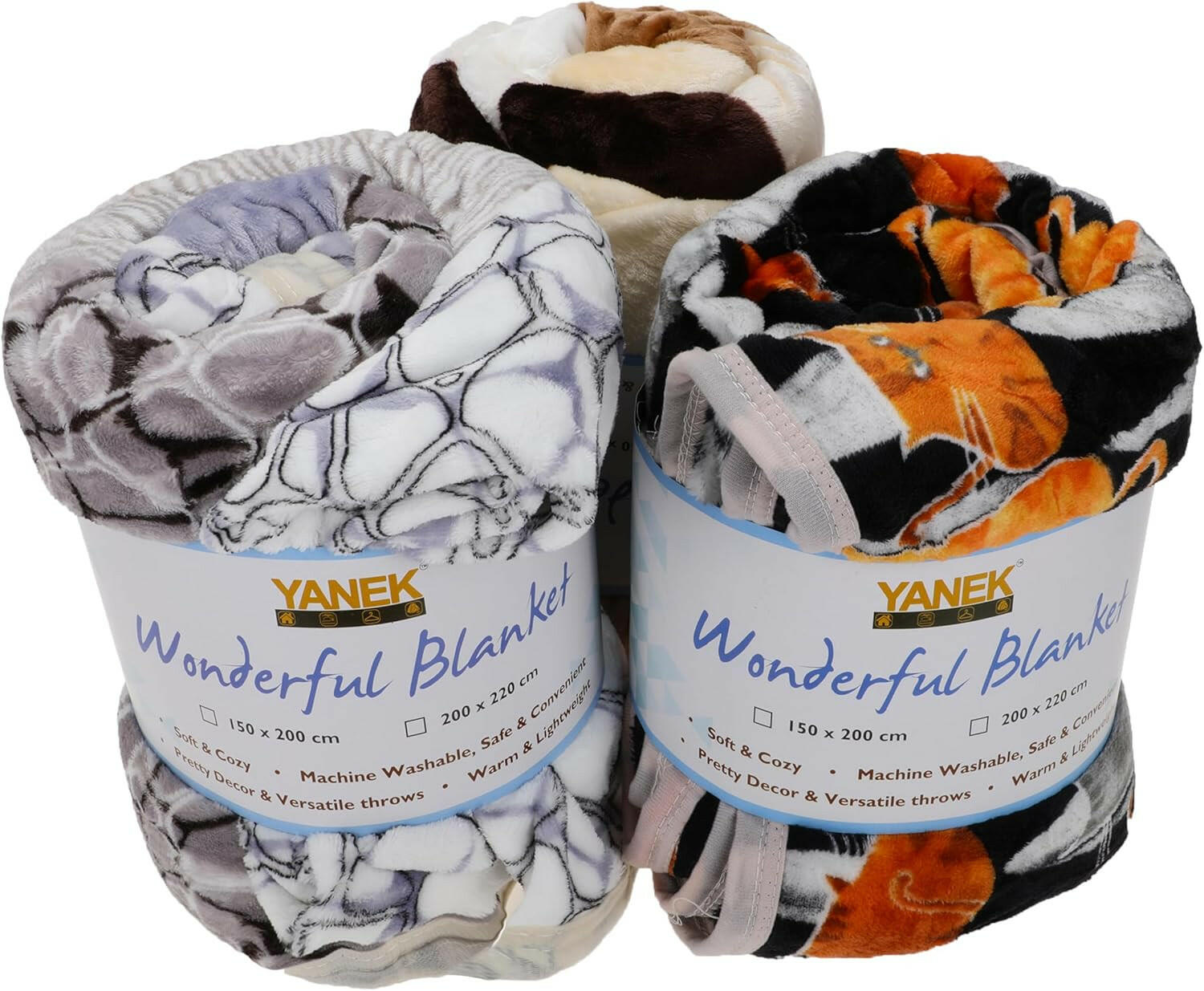 Yanek Fleece Blanket - Ultra Soft Microfiber Luxury Blanket for Couch, Sofa, Bed, Chair, and Travel (150 x 200, Plain-MixColor)