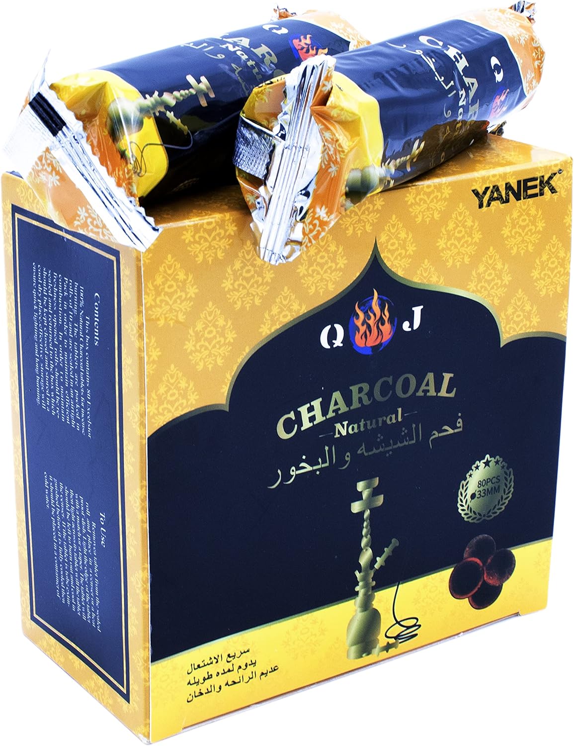 YANEK Magic Coal – 80 Pcs Charcoal Tablets (33mm) | For Shisha, Bakhour, BBQ & Camping | Wholesale BBQ Grills & Fuel UAE