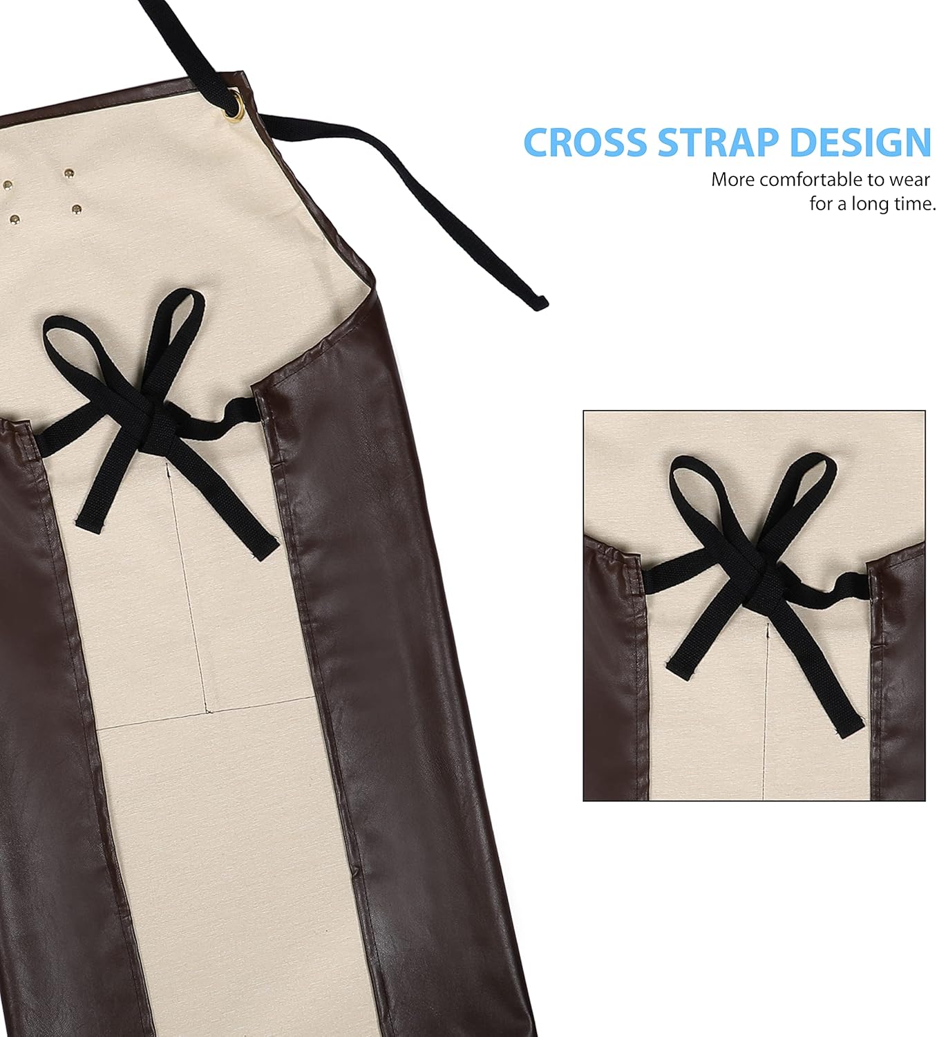 YANEK Unisex Waterproof Leather Chef Apron with Pockets | Leather Apron – Professional Heavy-duty for Home, Kitchen, BBQ, Coffee Shop | 2 Pockets, Adjustable Strap (Green)