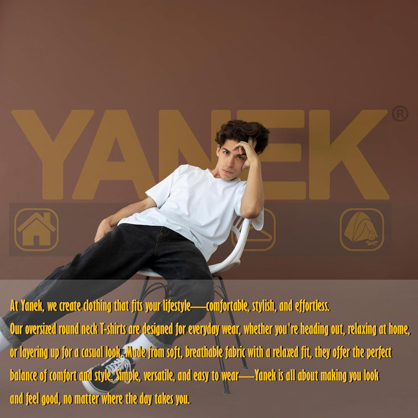 Yanek Oversized T-Shirt for Men – 260 GSM Heavy Jersey, 65% Cotton 35% Polyester, Soft & Durable, Casual Streetwear, Ultimate Comfort