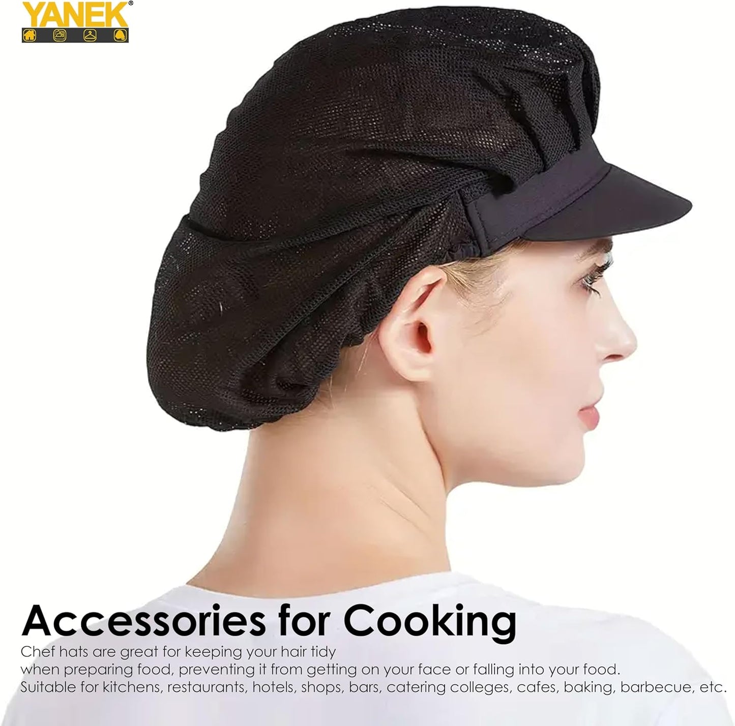 Yanek Professional Chef Hat with Visor – Adjustable and Lightweight Kitchen Cap for Men and Women – Ideal for Culinary Professionals, Home Cooks, Bakers, Restaurant Staff, Outdoor Catering Events