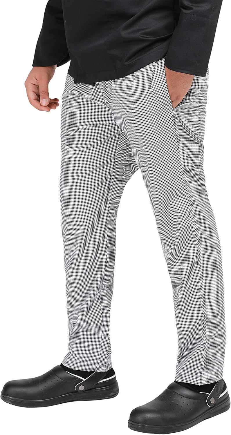 YANEK Chef Trousers | Unisex Regular Fit Chef Pants with Elastic Waistband & Drawstring | Kitchen Uniform for Men & Women | For Kitchen, Bakery, Café, Restaurant