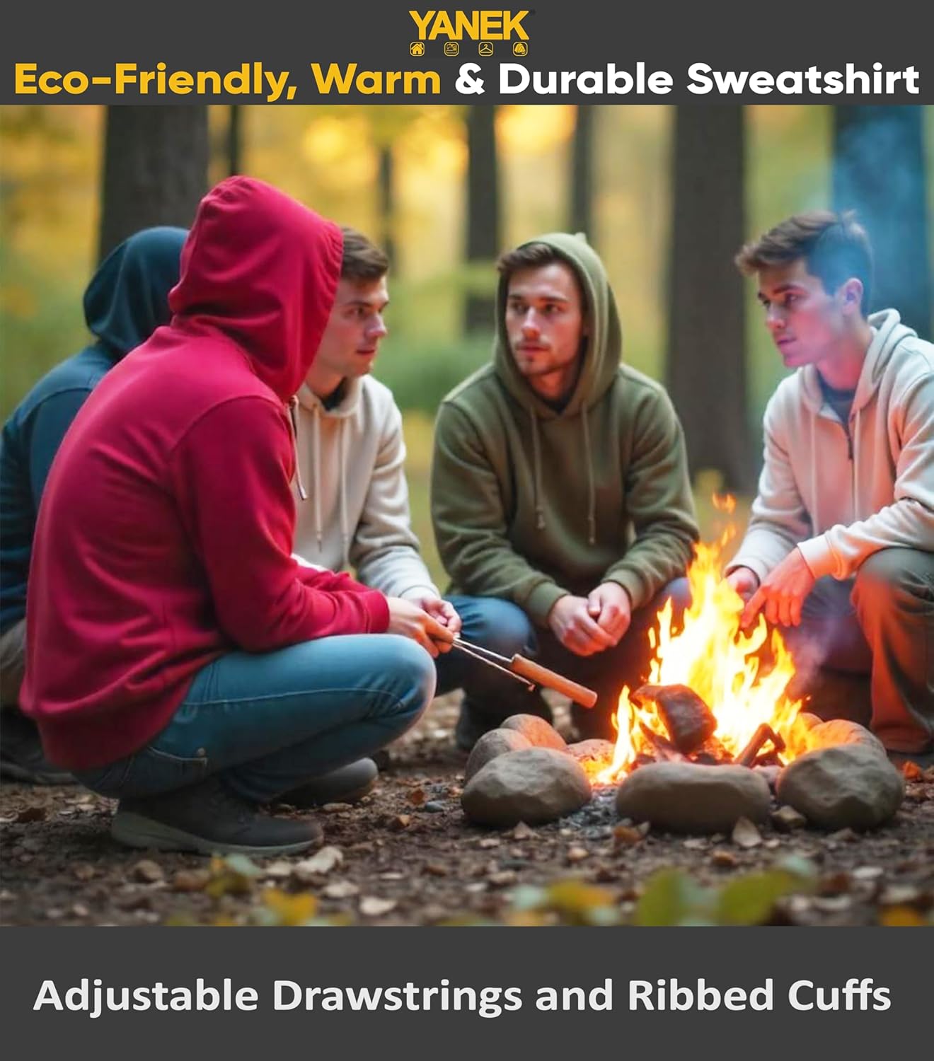 YANEK Super-Soft Turkish Fleece Hoodie Pullover | Premium Quality, Eco-Friendly, Warm & Durable Sweatshirt with Kangaroo Pocket, Adjustable Drawstrings, and Ribbed Cuffs for Men & Women