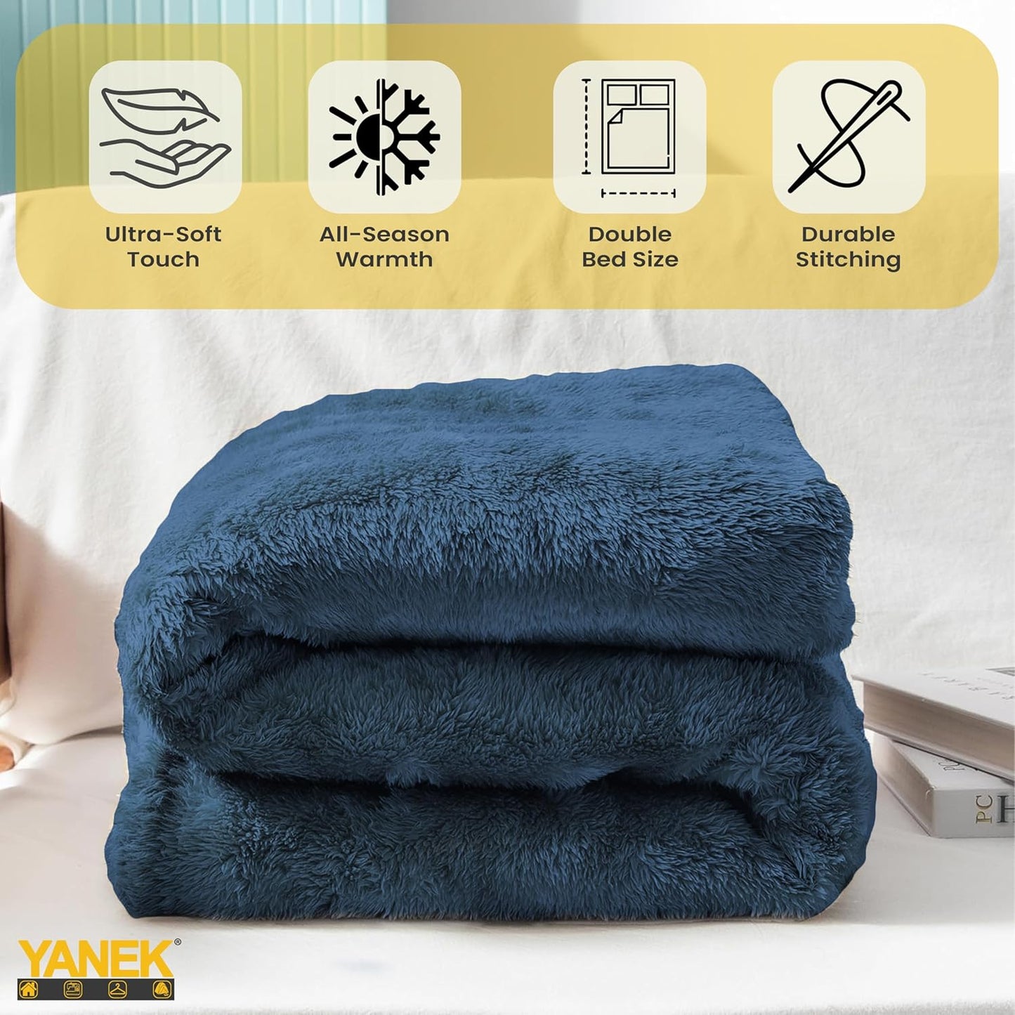 Yanek Ultra-Soft Double Micro Fleece Flannel Blanket – 260 GSM Premium Quality, Super Plush, Warm & Cozy All-Season Throw Blanket for Bed or Couch,Generous Size 200 x 220 cm (BROWN)