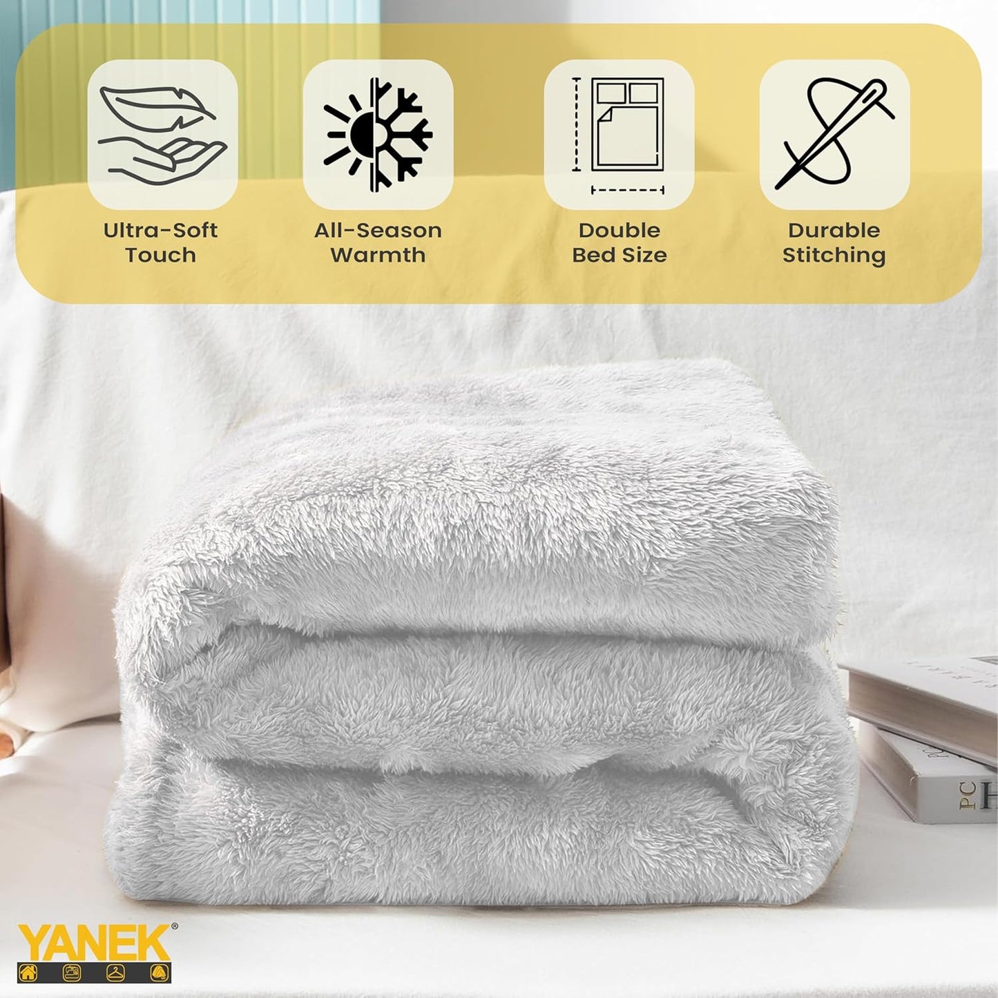 Yanek Ultra-Soft Double Micro Fleece Flannel Blanket – 260 GSM Premium Quality, Super Plush, Warm & Cozy All-Season Throw Blanket for Bed or Couch,Generous Size 200 x 220 cm (BROWN)
