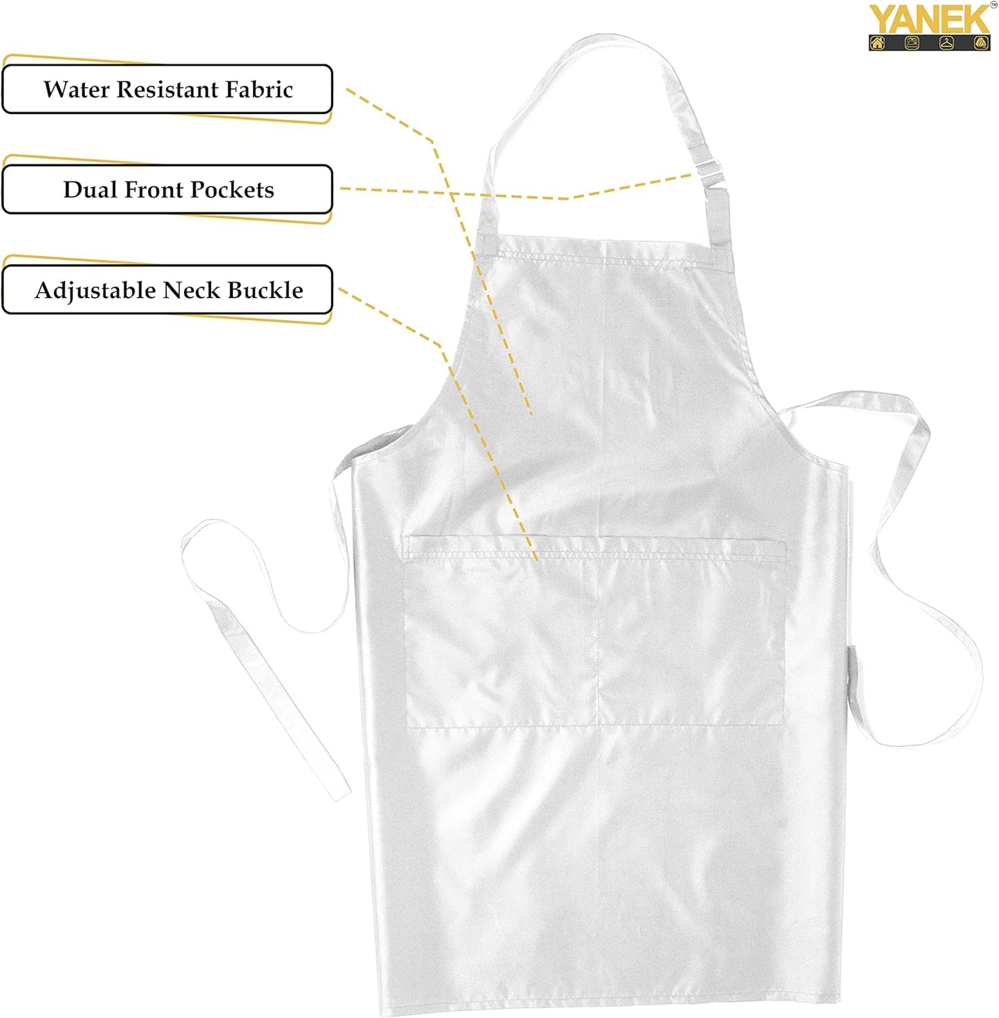 YANEK Waterproof Kitchen Apron – Unisex Adjustable Apron with 2 Pockets | Waterproof & Durable for Restaurant, Café, Workshop | Wholesale Kitchen Uniforms UAE.