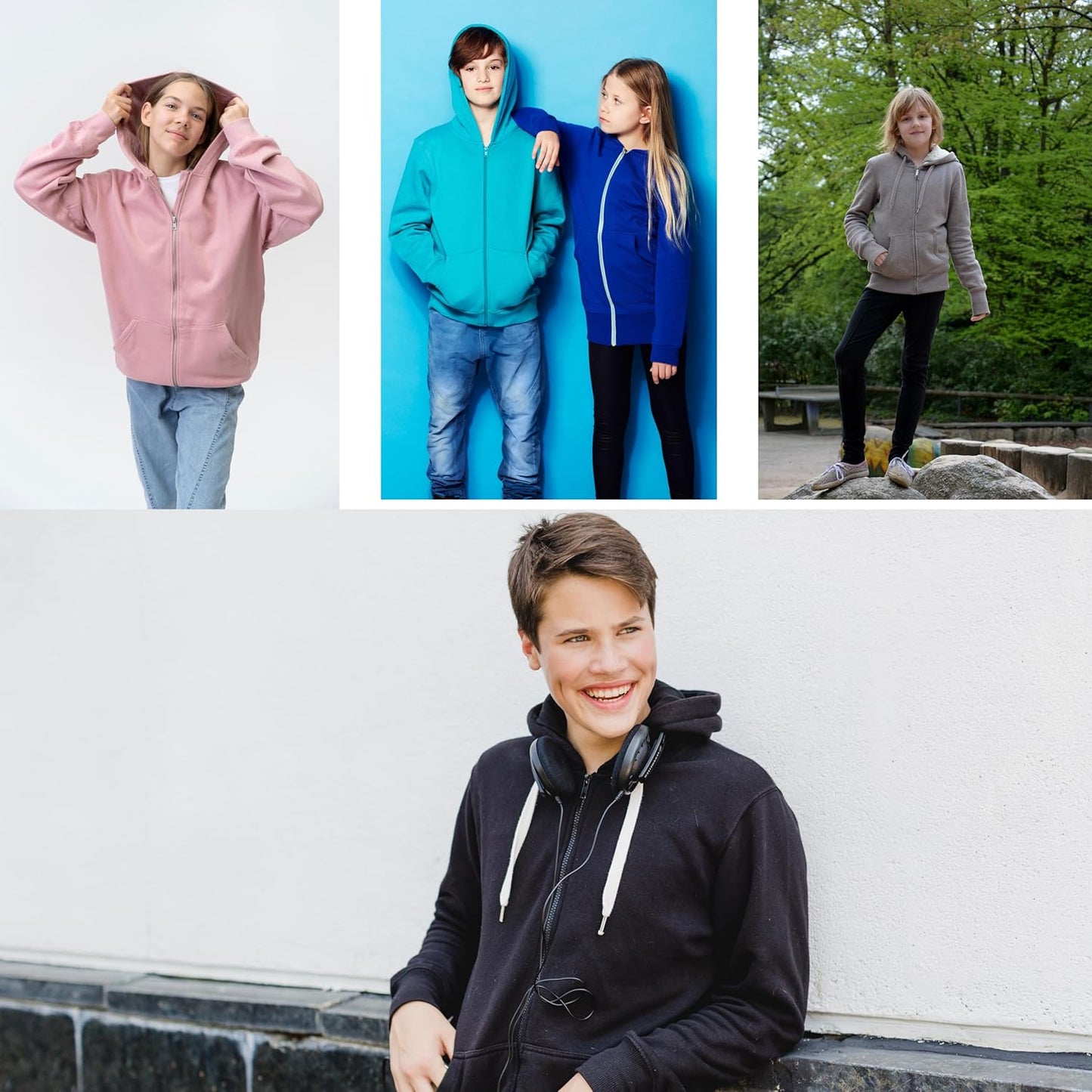 Yanek 300GSM Kids Zip-Up Hoodie Stylish Comfort with a Touch of Class Unisex Fleece Zipper Jacket A Perfect Blend of Fashion,Durable for Boys & Girls