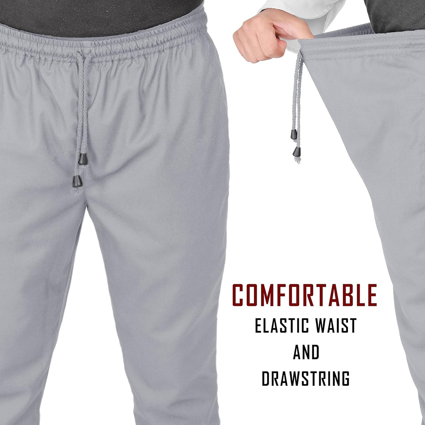 YANEK Chef Trousers | Unisex Regular Fit Chef Pants with Elastic Waistband & Drawstring | Kitchen Uniform for Men & Women | For Kitchen, Bakery, Café, Restaurant