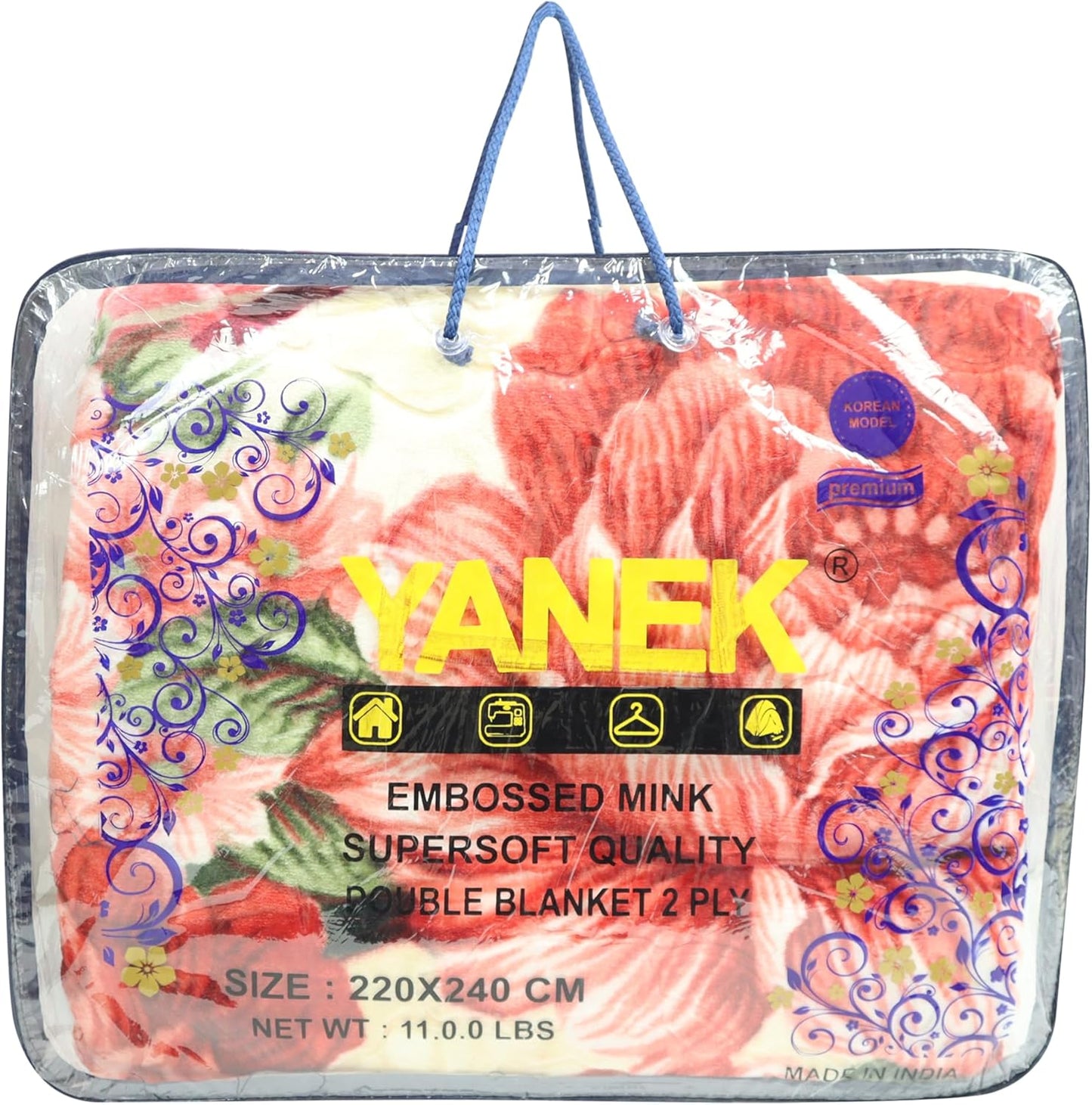 Yanek King Size Mink Fleece Blanket - Single Bed 160 x 220 cm |Ultra Soft & Silky| Multicolour| Printed Design| Perfect for Autumn Winter Bed Home & Gifts| Ideal for Workers Staff & Comfort (2 Kg).
