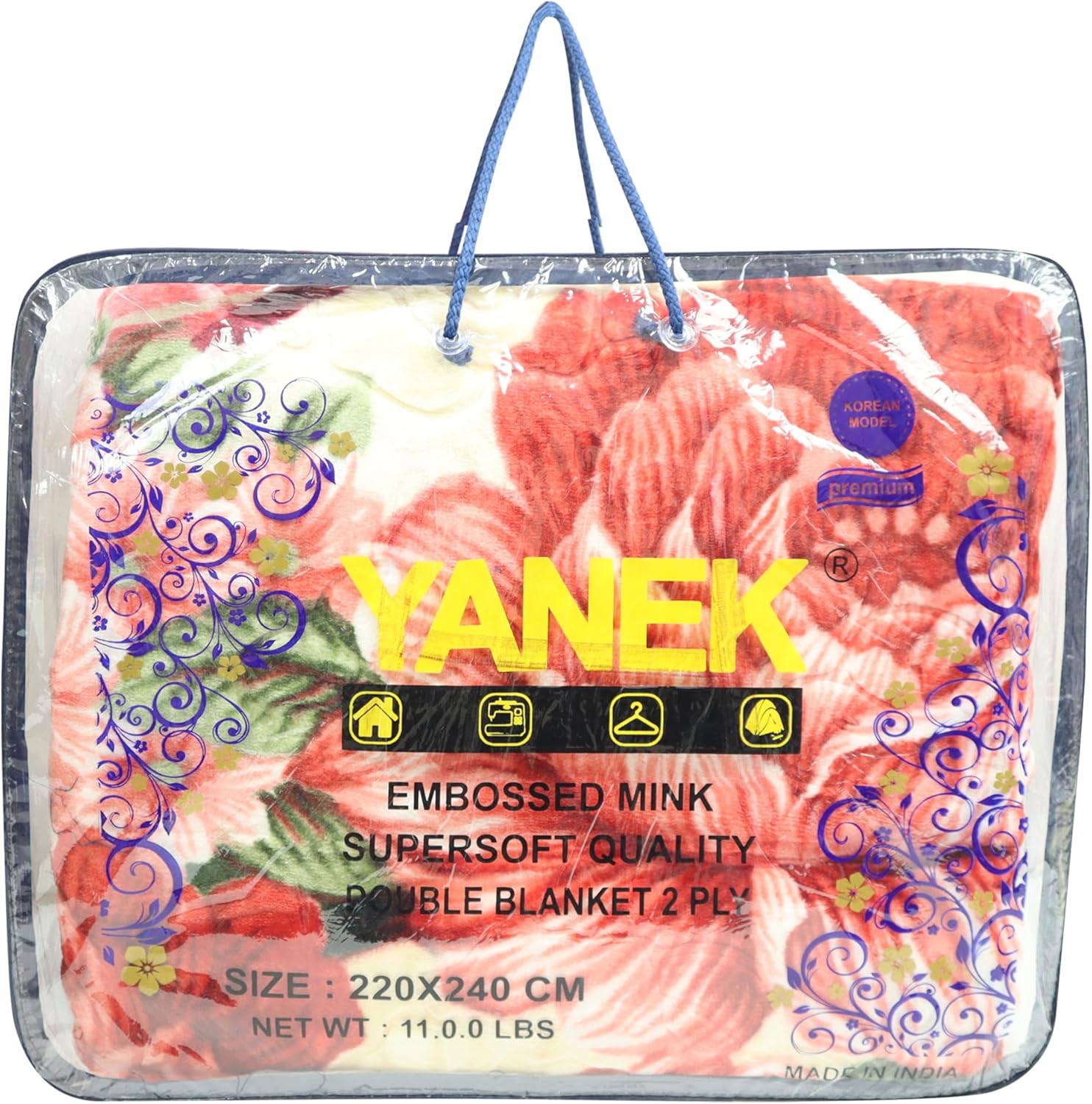 Yanek King Size Mink Fleece Blanket - Single Bed 160 x 220 cm |Ultra Soft & Silky| Multicolour| Printed Design| Perfect for Autumn Winter Bed Home & Gifts| Ideal for Workers Staff & Comfort (2 Kg)