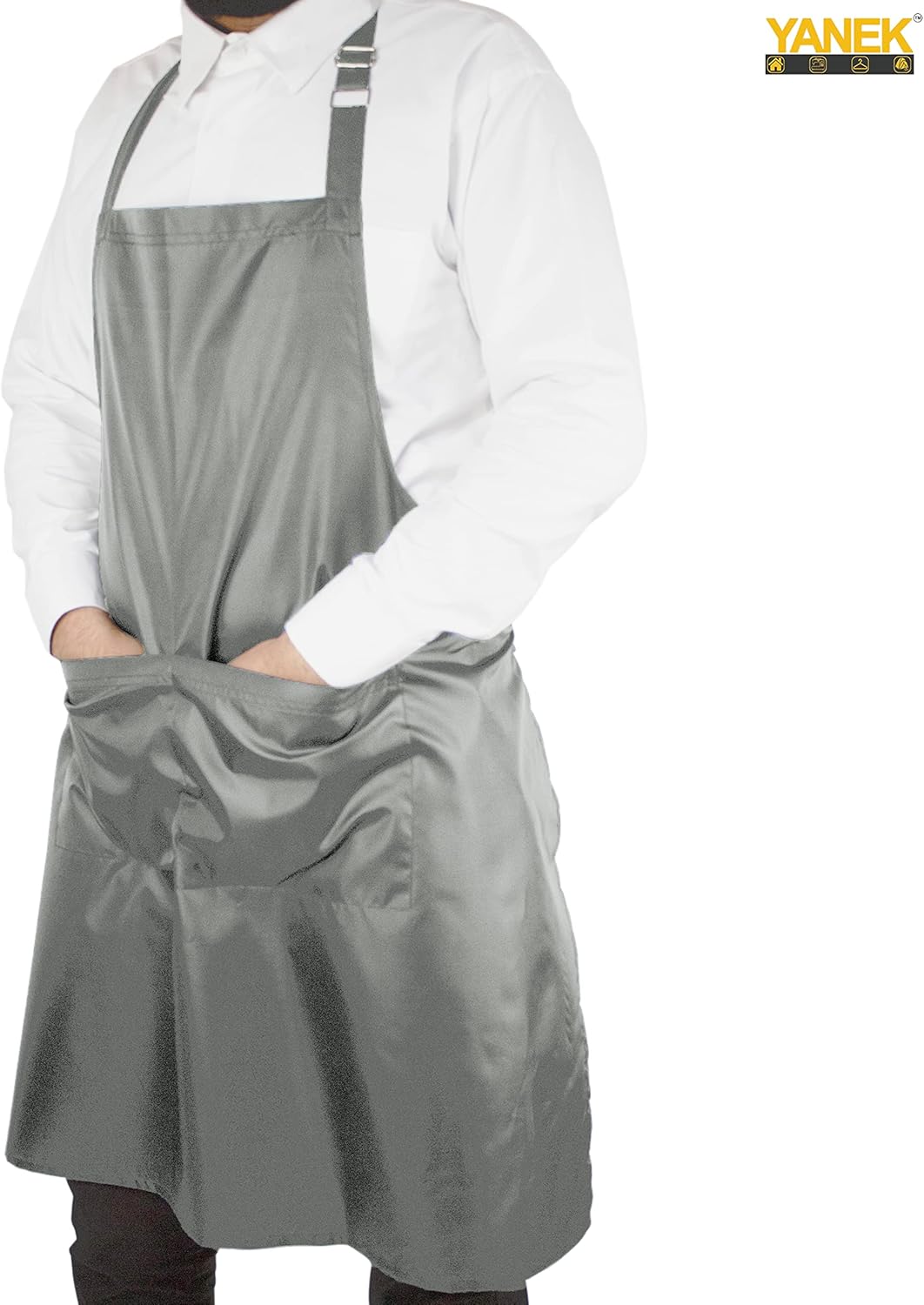 YANEK Waterproof Kitchen Apron – Unisex Adjustable Apron with 2 Pockets | Waterproof & Durable for Restaurant, Café, Workshop | Wholesale Kitchen Uniforms UAE.