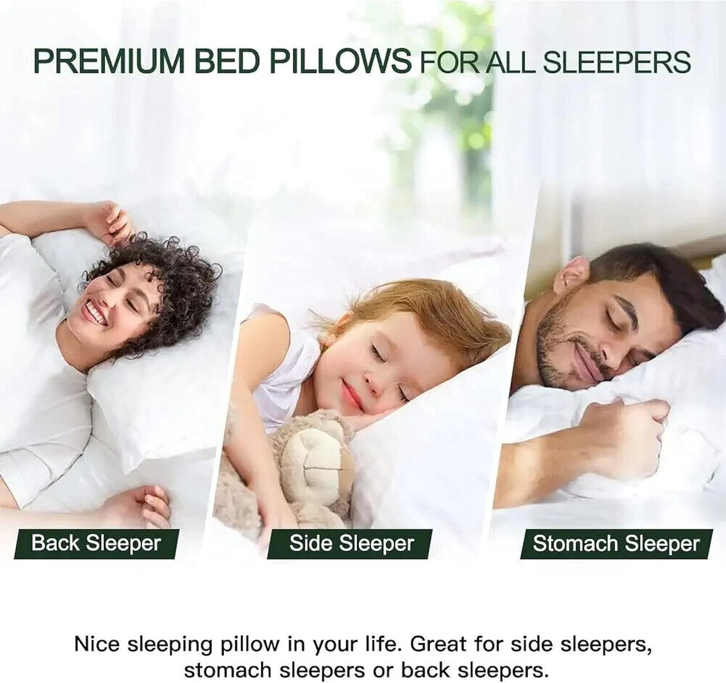 YANEK Ultra Soft Breathable Down Alternative Pillows Princess Press Bed Pillow Super Soft Microfiber Filling Soft & Comfortable, For Neck and Shoulder Support (1, 50cm x 70cm 500g)