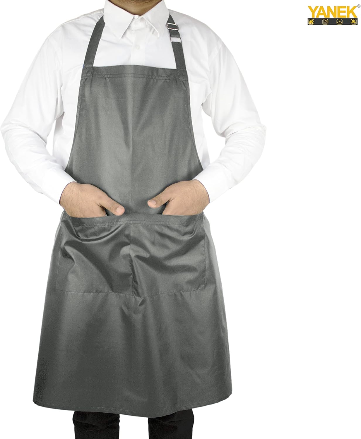 YANEK Waterproof Kitchen Apron – Unisex Adjustable Apron with 2 Pockets | Waterproof & Durable for Restaurant, Café, Workshop | Wholesale Kitchen Uniforms UAE.