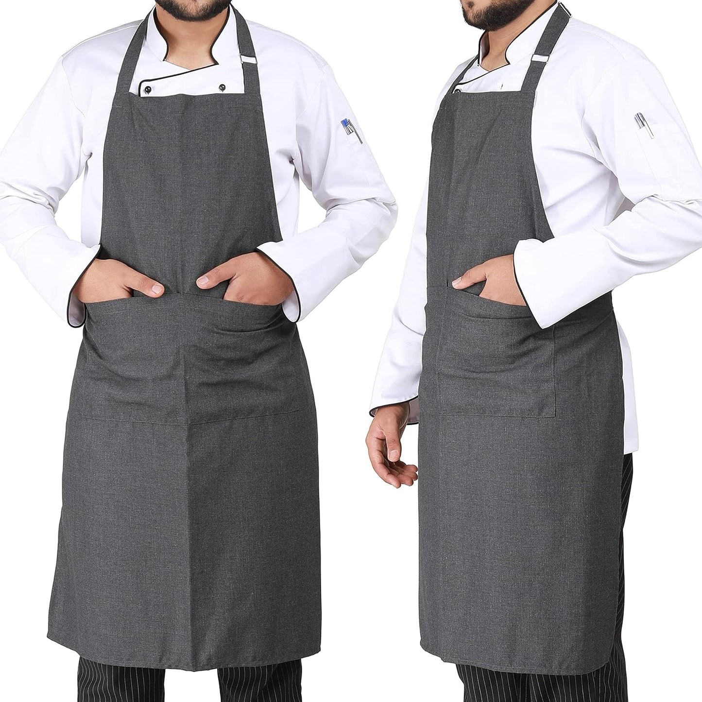 YANEK Kitchen Apron | Unisex Chef Kitchen Adjustable Bib Apron with Pockets | For Home, Restaurant, Cafe