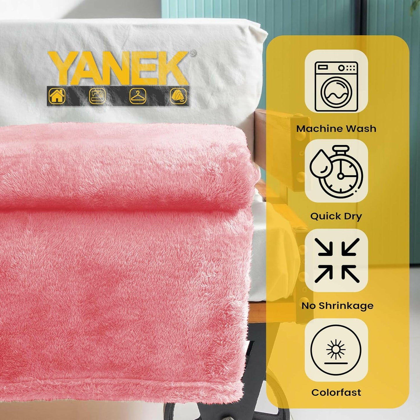 Yanek Ultra-Soft Double Micro Fleece Flannel Blanket – 260 GSM Premium Quality, Super Plush, Warm & Cozy All-Season Throw Blanket for Bed or Couch,Generous Size 200 x 220 cm (BROWN).