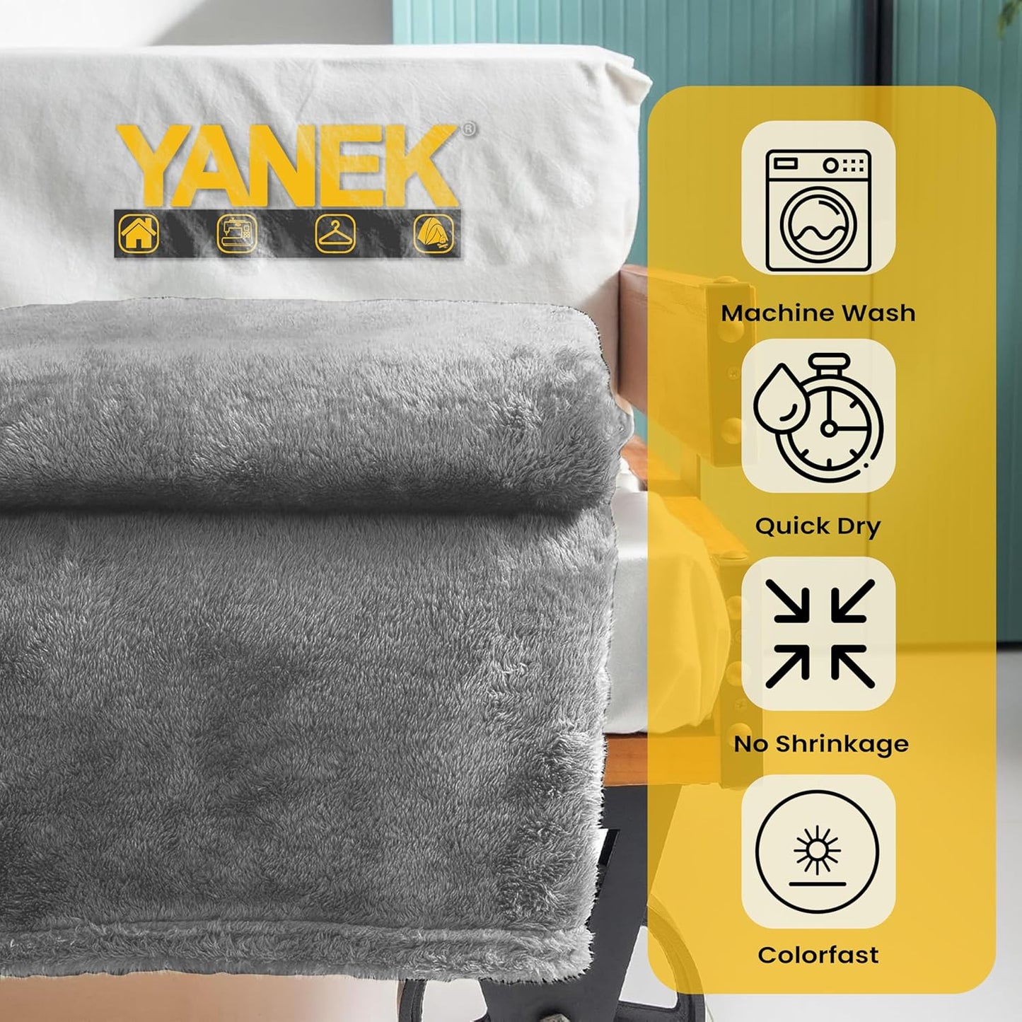 Yanek Ultra-Soft Double Micro Fleece Flannel Blanket – 260 GSM Premium Quality, Super Plush, Warm & Cozy All-Season Throw Blanket for Bed or Couch,Generous Size 200 x 220 cm (BROWN)