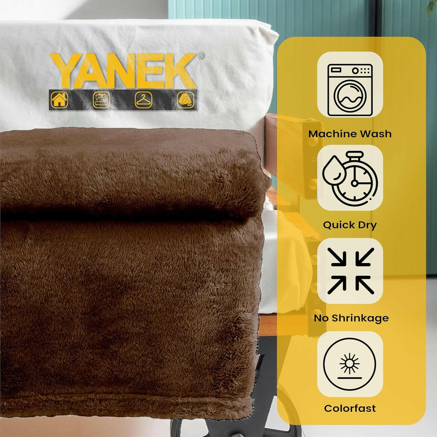 Yanek Ultra-Soft Double Micro Fleece Flannel Blanket – 260 GSM Premium Quality, Super Plush, Warm & Cozy All-Season Throw Blanket for Bed or Couch,Generous Size 200 x 220 cm (BROWN)