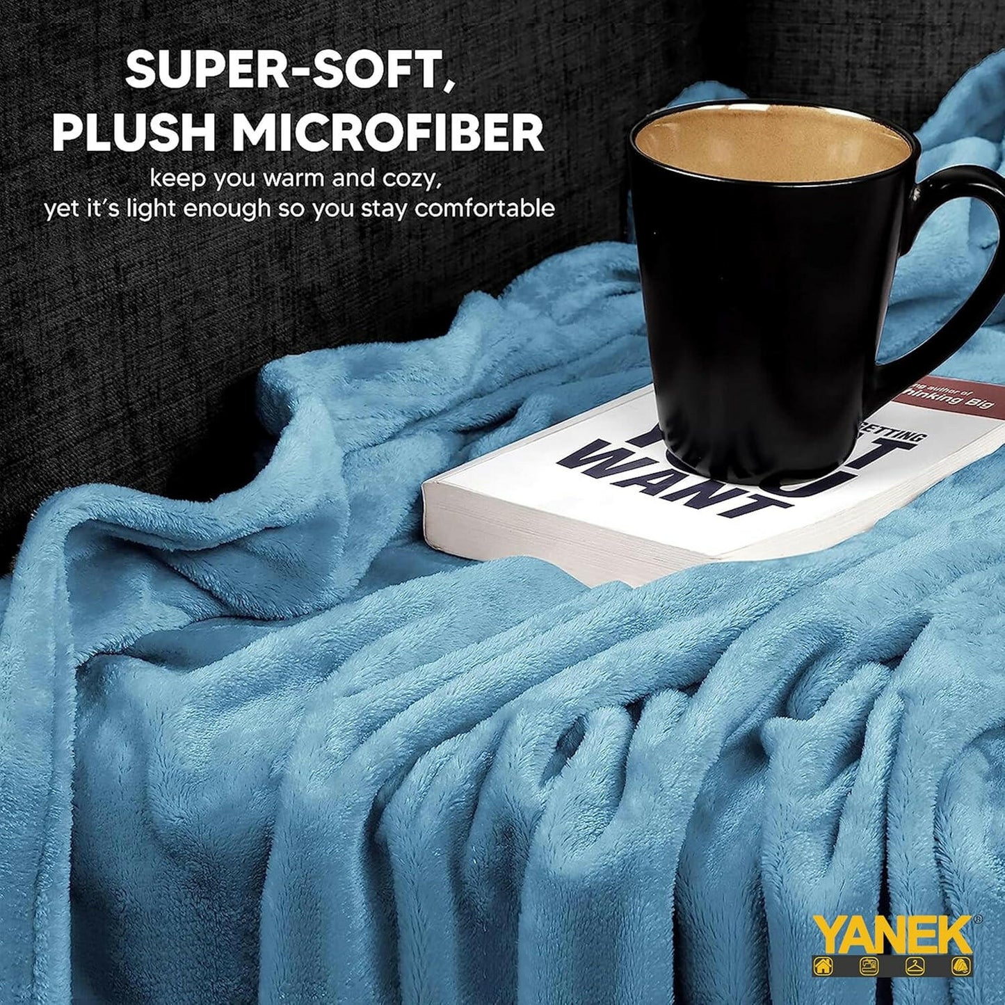 Yanek Fleece Blanket - Ultra Soft Microfiber Luxury Blanket for Couch, Sofa, Bed, Chair, and Travel (150 x 200, Plain-MixColor).