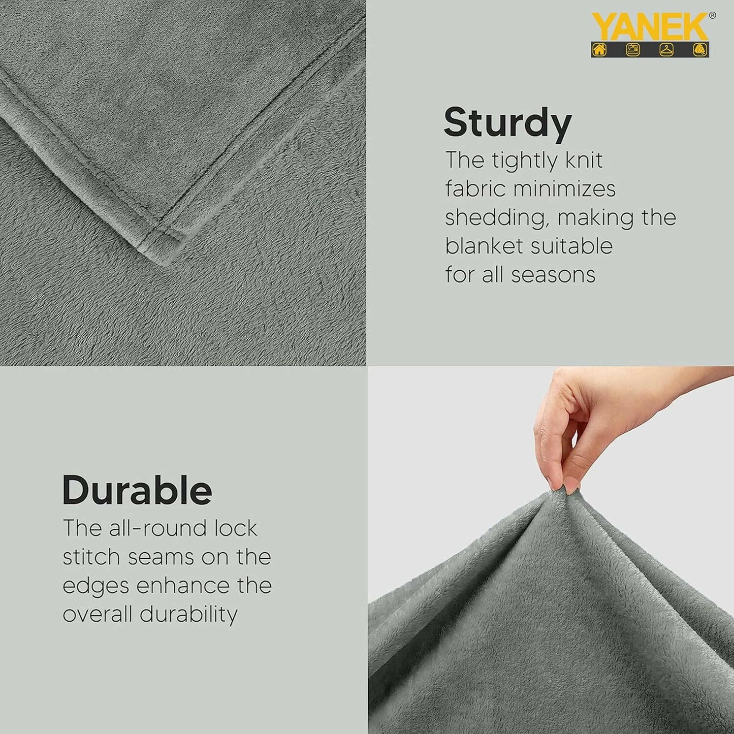 Yanek Fleece Blanket - Ultra Soft Microfiber Luxury Blanket for Couch, Sofa, Bed, Chair, and Travel (150 x 200, Plain-MixColor).