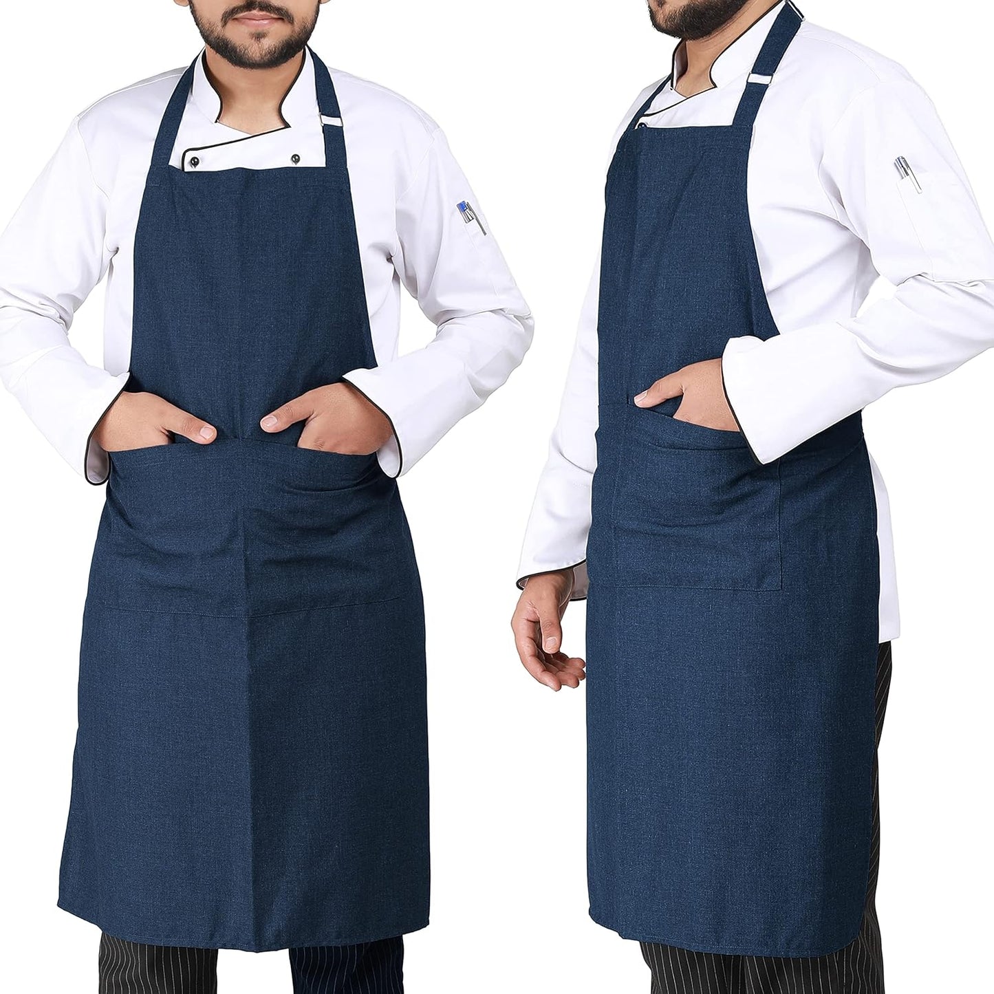 YANEK Kitchen Apron | Unisex Chef Kitchen Adjustable Bib Apron with Pockets | For Home, Restaurant, Cafe