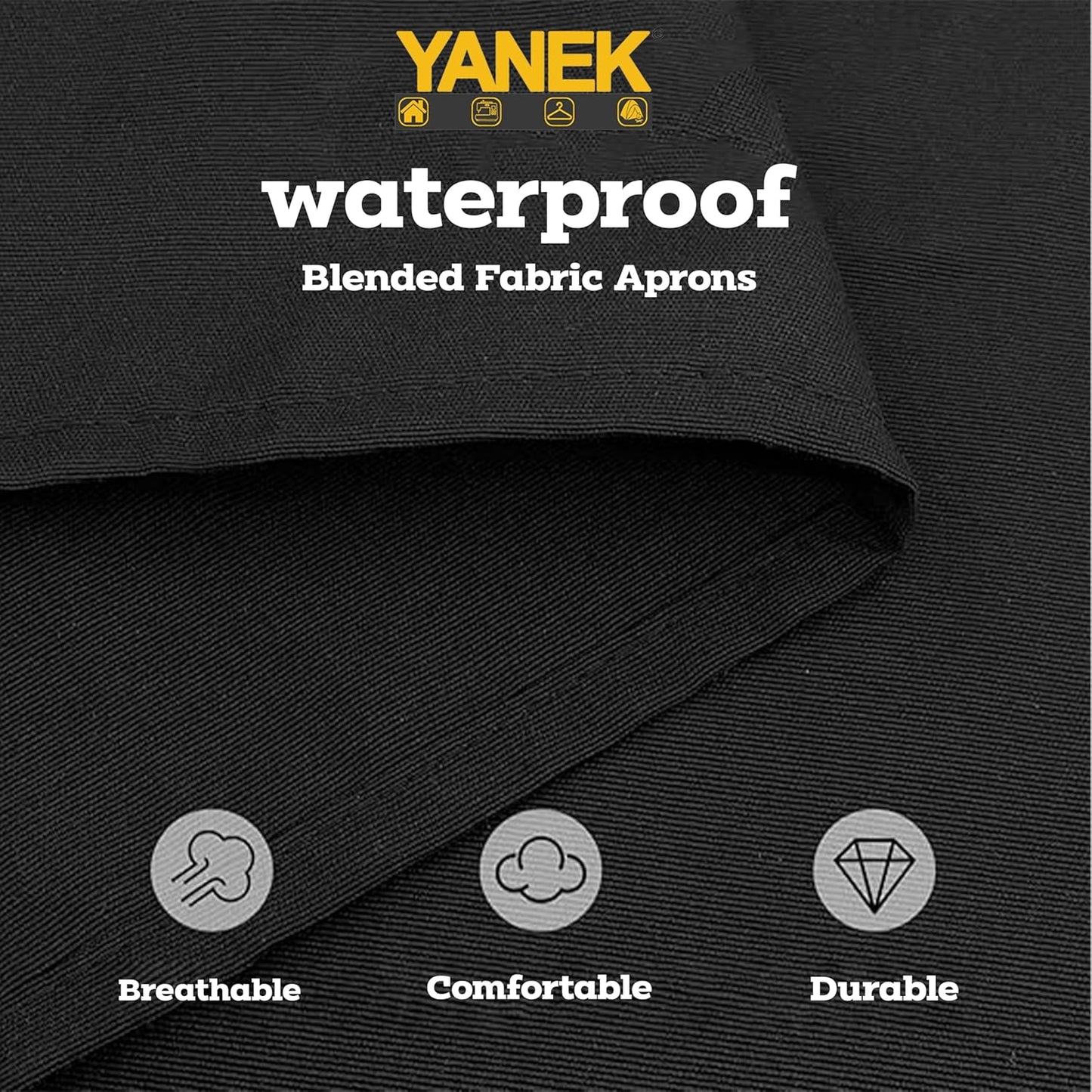 Yanek Adjustable Kitchen Apron for Women and Men – Waterproof Canvas Apron with Pockets, Ideal for Home, Restaurant, and Coffee House
