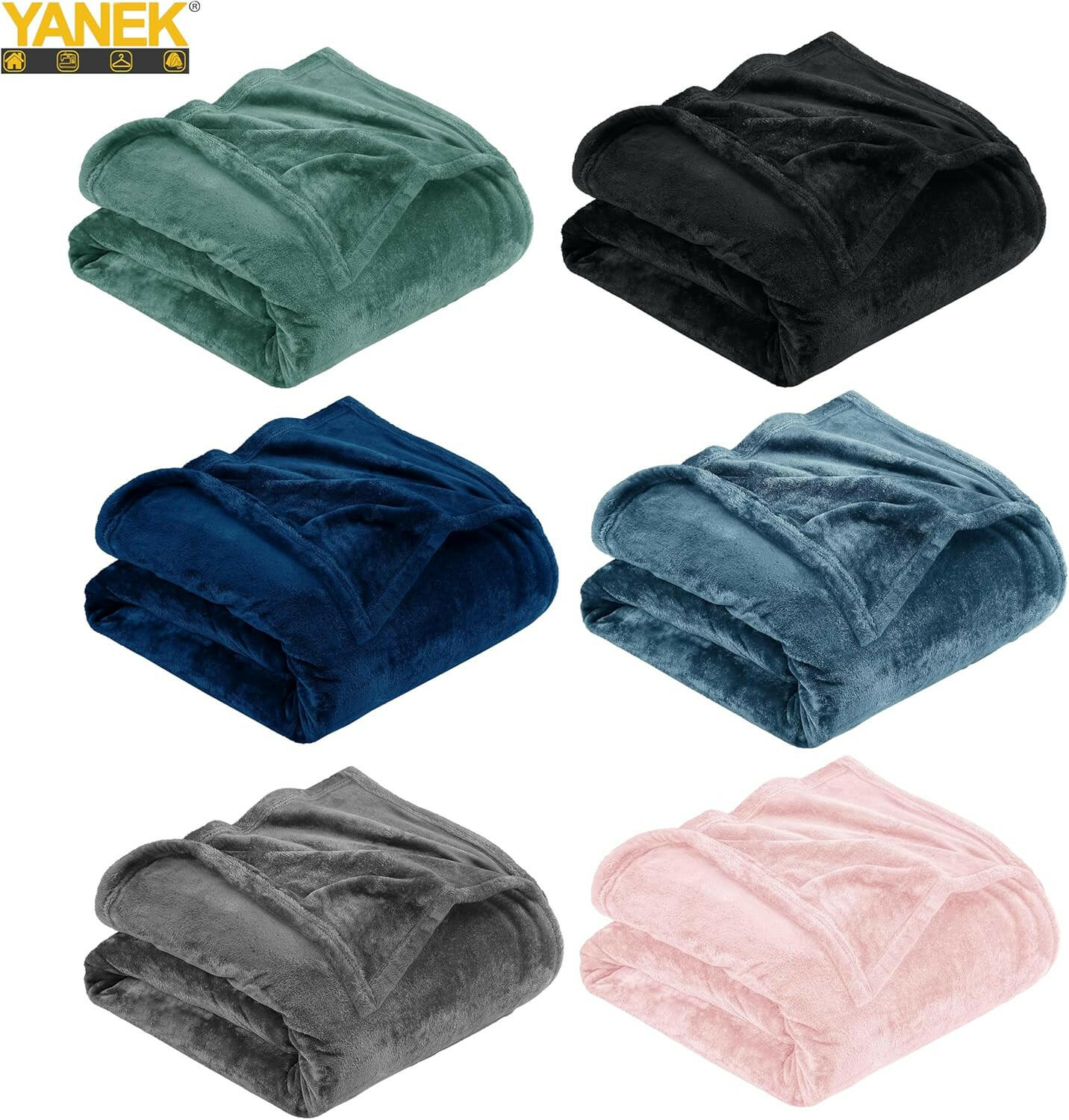 Yanek Fleece Blanket - Ultra Soft Microfiber Luxury Blanket for Couch, Sofa, Bed, Chair, and Travel (150 x 200, Plain-MixColor).