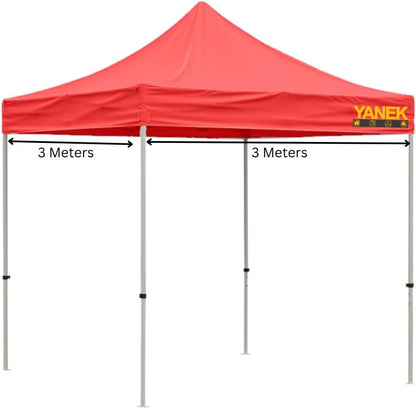 YANEK 3x3 Meter Gazebo Tent – Durable 600D Waterproof Cloth Outdoor Shelter, Foldable Pop-Up Canopy, Perfect for Parties, Events, Camping, and BBQs – Heavy-Duty Backyard Tent (Red)