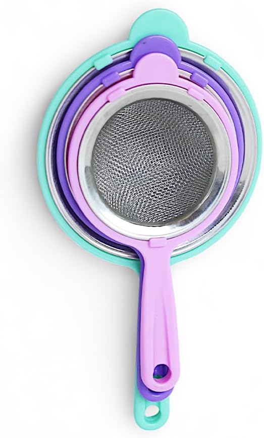 Yanek Premium Strainers with Ergonomic Sturdy Handles for Washing Fruits, Vegetables, and Cooking – Versatile Kitchen Drain Tools for Food Prep and Straining (Set of 3)