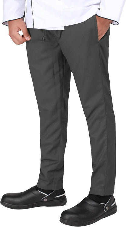 YANEK Chef Trousers | Unisex Regular Fit Chef Pants with Elastic Waistband & Drawstring | Kitchen Uniform for Men & Women | For Kitchen, Bakery, Café, Restaurant