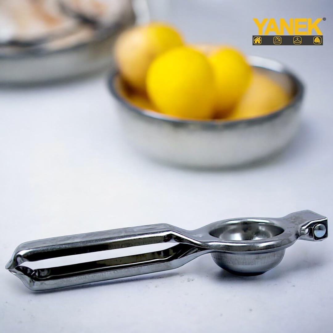 Yanek Stainless Steel Lemon Squeezer - Heavy Duty Manual Citrus Juicer for Effortless Lemon – Rust-Resistant, for Maximum Juice Yield – Perfect for Kitchen Use (6.5x20cm)