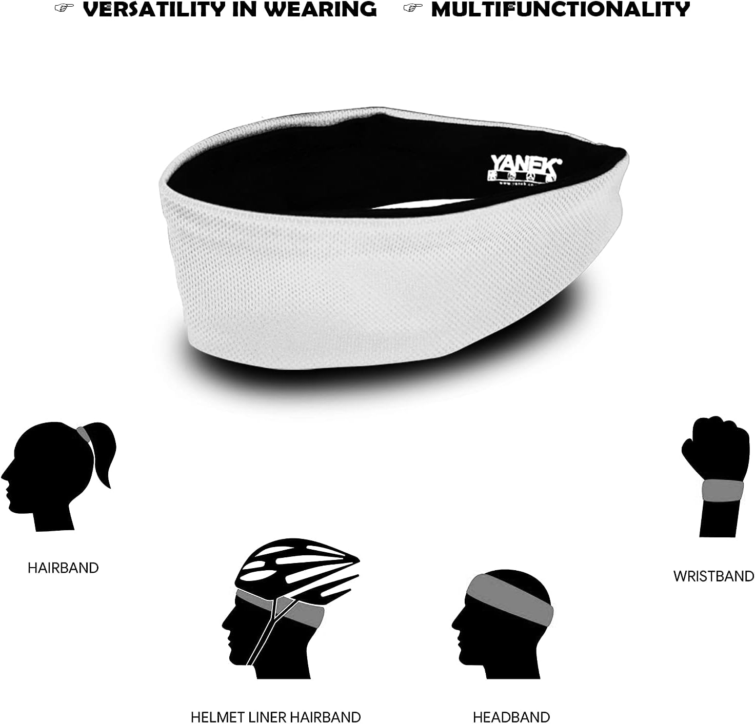 YANEK Headband – Unisex Sweatband with Anti-Odour & Non-Slip Grip | For Workout, Gym & Sports | Pack of 4 | Wholesale Sports Goods UAE.