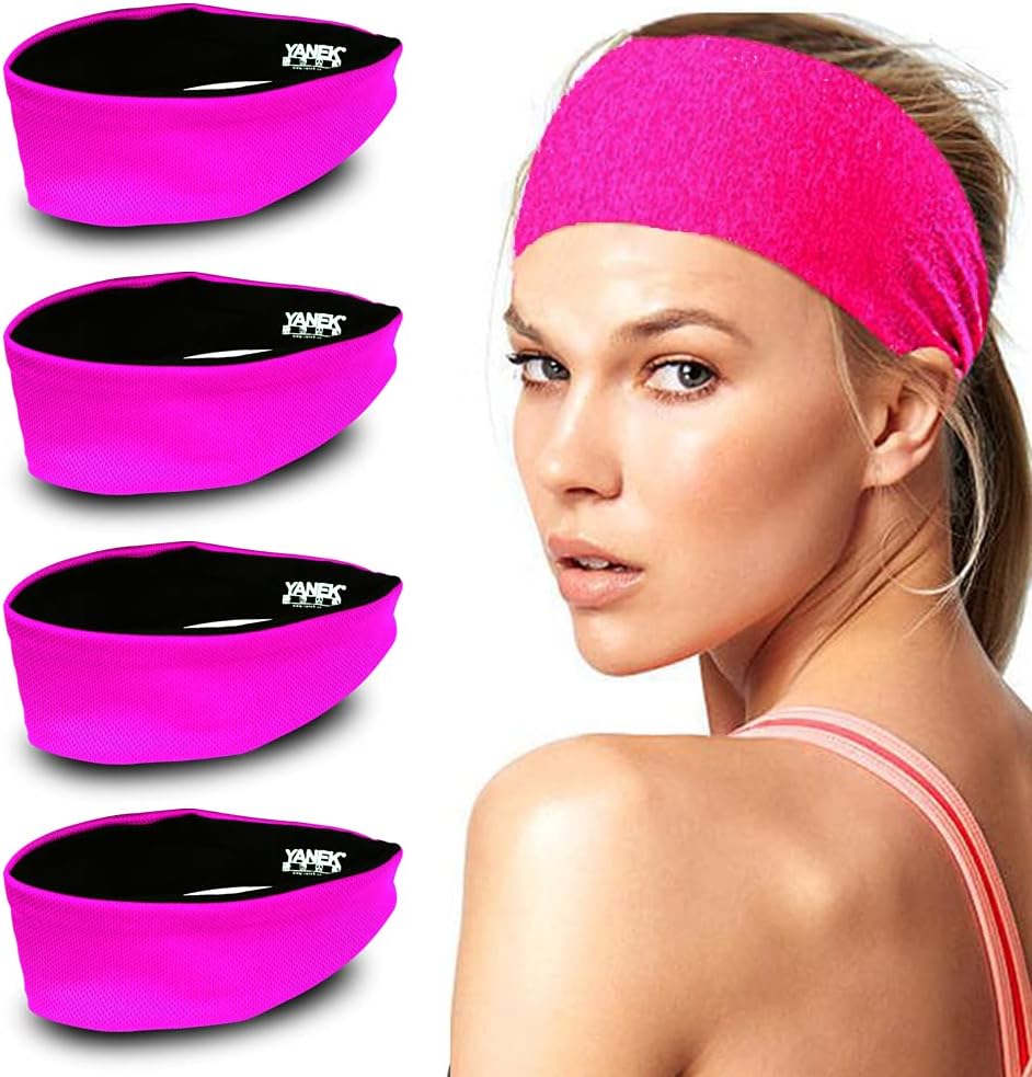 YANEK Headband – Unisex Sweatband with Anti-Odour & Non-Slip Grip | For Workout, Gym & Sports | Pack of 4 | Wholesale Sports Goods UAE.