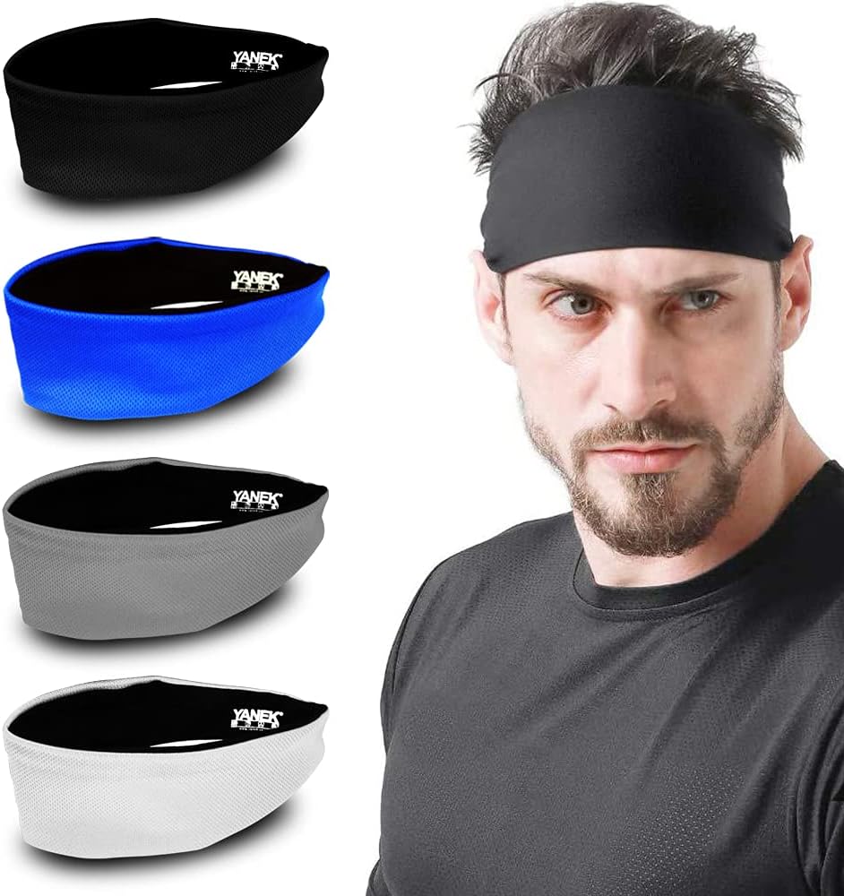 YANEK Headband – Unisex Sweatband with Anti-Odour & Non-Slip Grip | For Workout, Gym & Sports | Pack of 4 | Wholesale Sports Goods UAE.