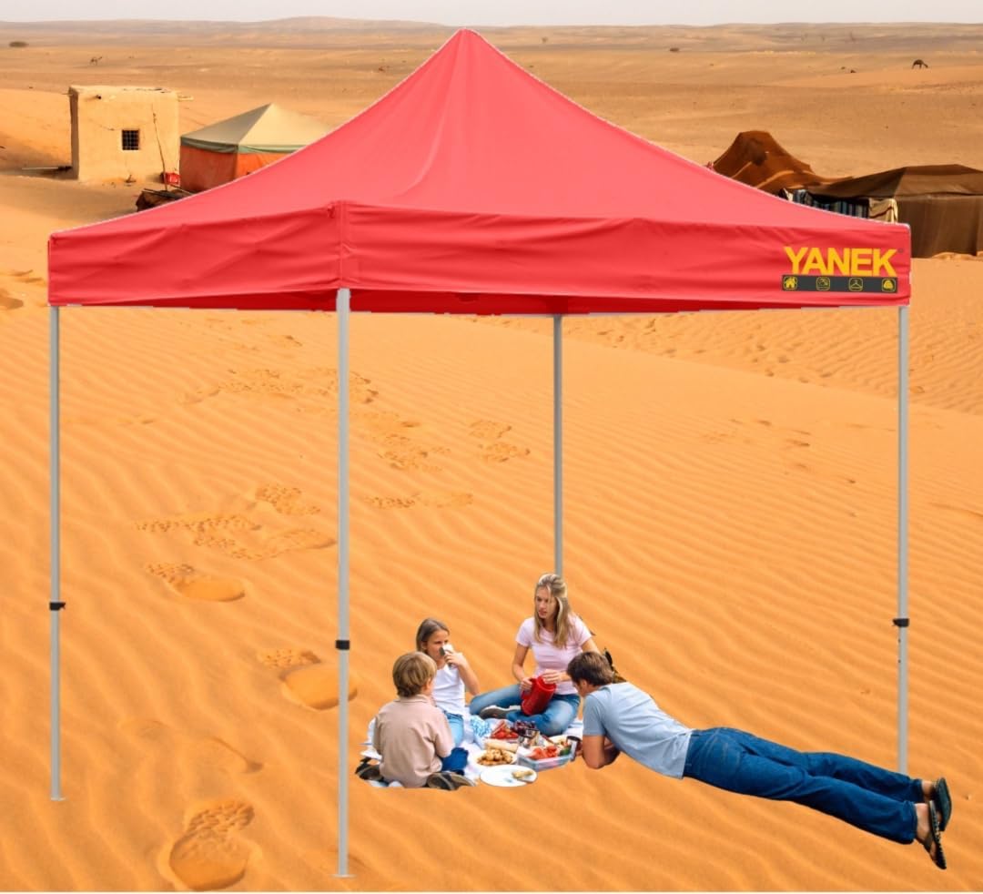 YANEK 3x3 Meter Gazebo Tent – Durable 600D Waterproof Cloth Outdoor Shelter, Foldable Pop-Up Canopy, Perfect for Parties, Events, Camping, and BBQs – Heavy-Duty Backyard Tent (Red)