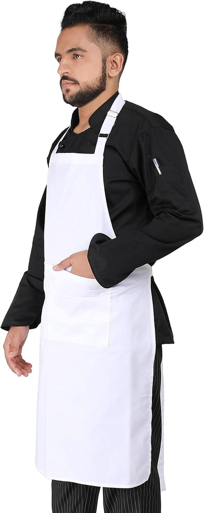 YANEK Kitchen Apron | Unisex Chef Kitchen Adjustable Bib Apron with Pockets | For Home, Restaurant, Cafe