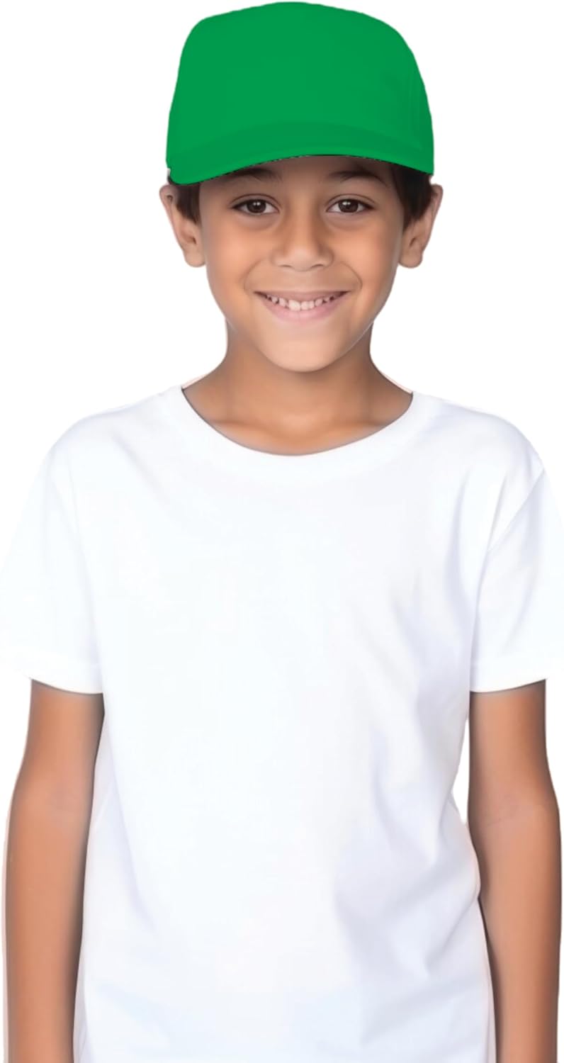 Yanek Kid's Baseball Cap with Velcro Closure Plain Cap for Boys & Girls | 100% Cotton, Ultra-Soft | Adjustable, Comfortable & UV protection 5-Panel