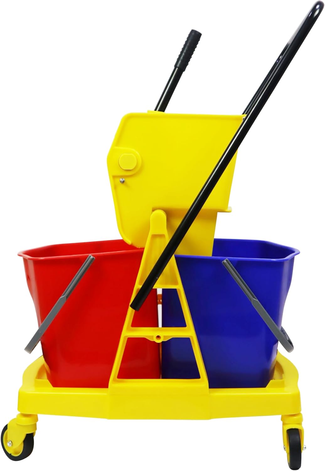 YANEK Floor Cleaning Double Mop Bucket with Trolly and Wringer, 4 wheel Mop Bucket Trolley for Home, Office, Commerical use - 34 Liters