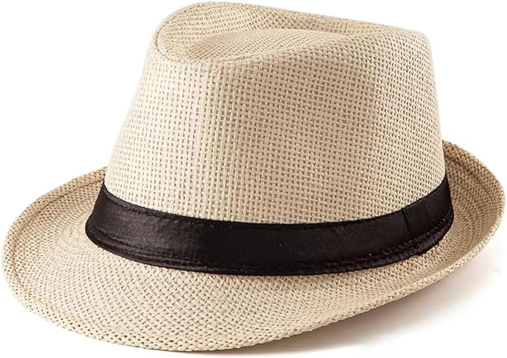 YANEK Straw Fedora Hat for Men & Women – Stylish Summer Beach Trilby Hat, Perfect for Sun Protection